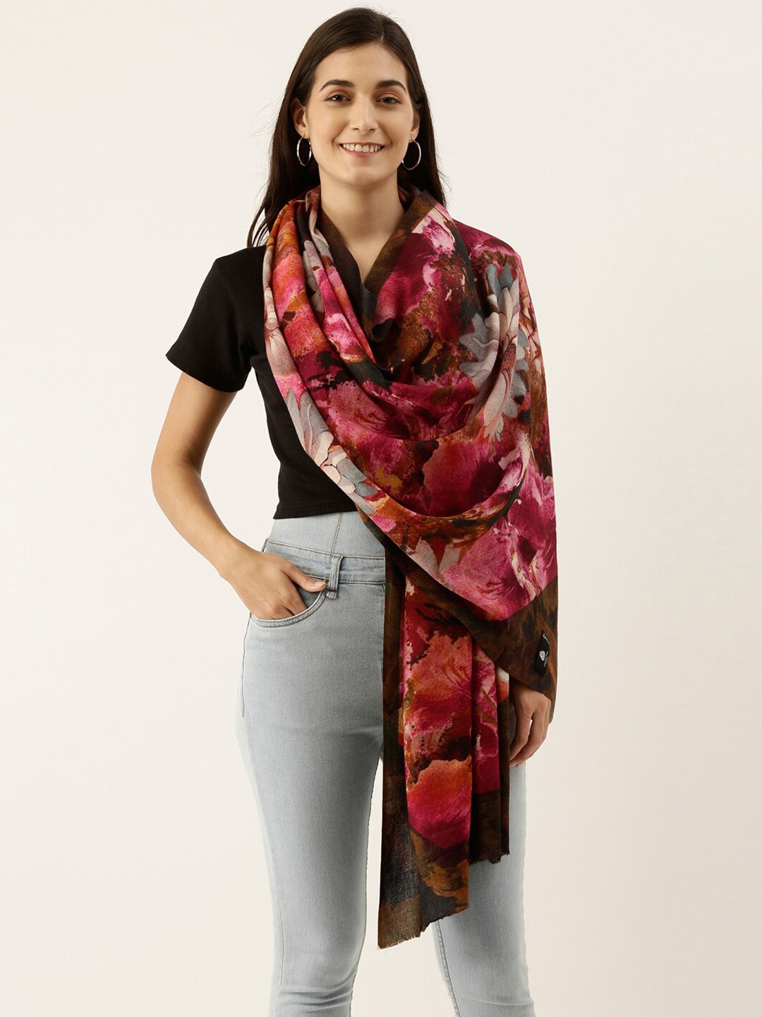 

Pashmoda Women Multicoloured Pure Wool Printed Stole, Multi