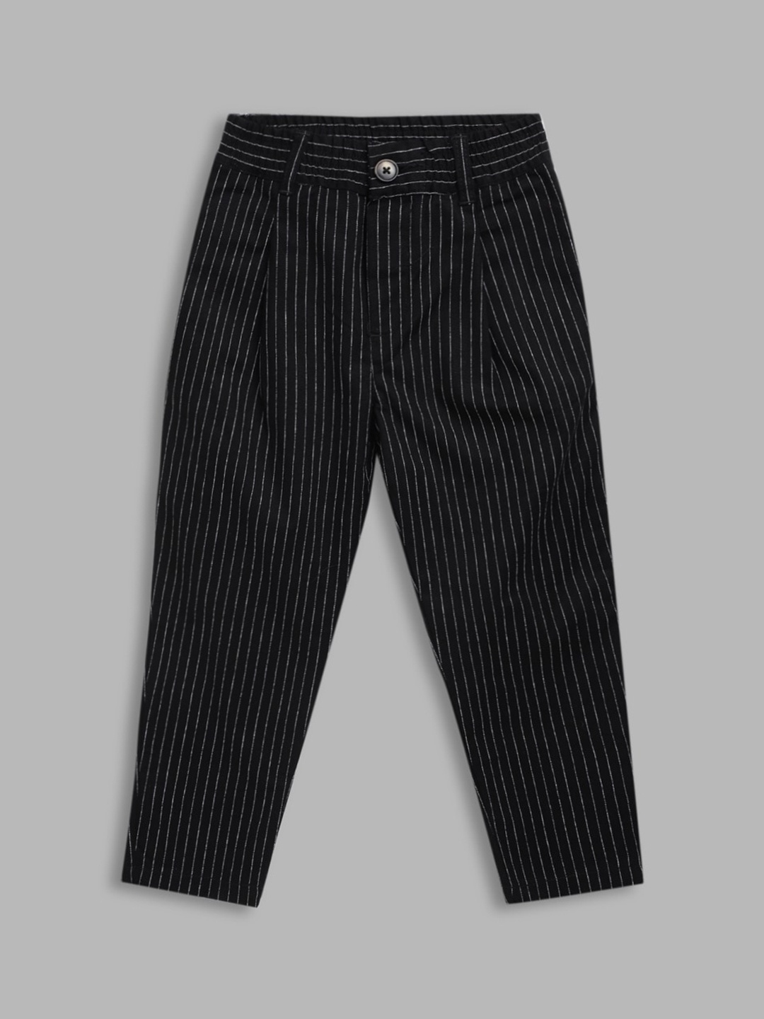 

Blue Giraffe Boys Black Striped Pleated Trousers