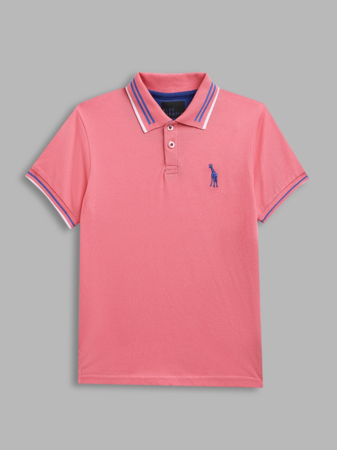 

Blue Giraffe Boys Pink Polo Collar Applique T-shirt