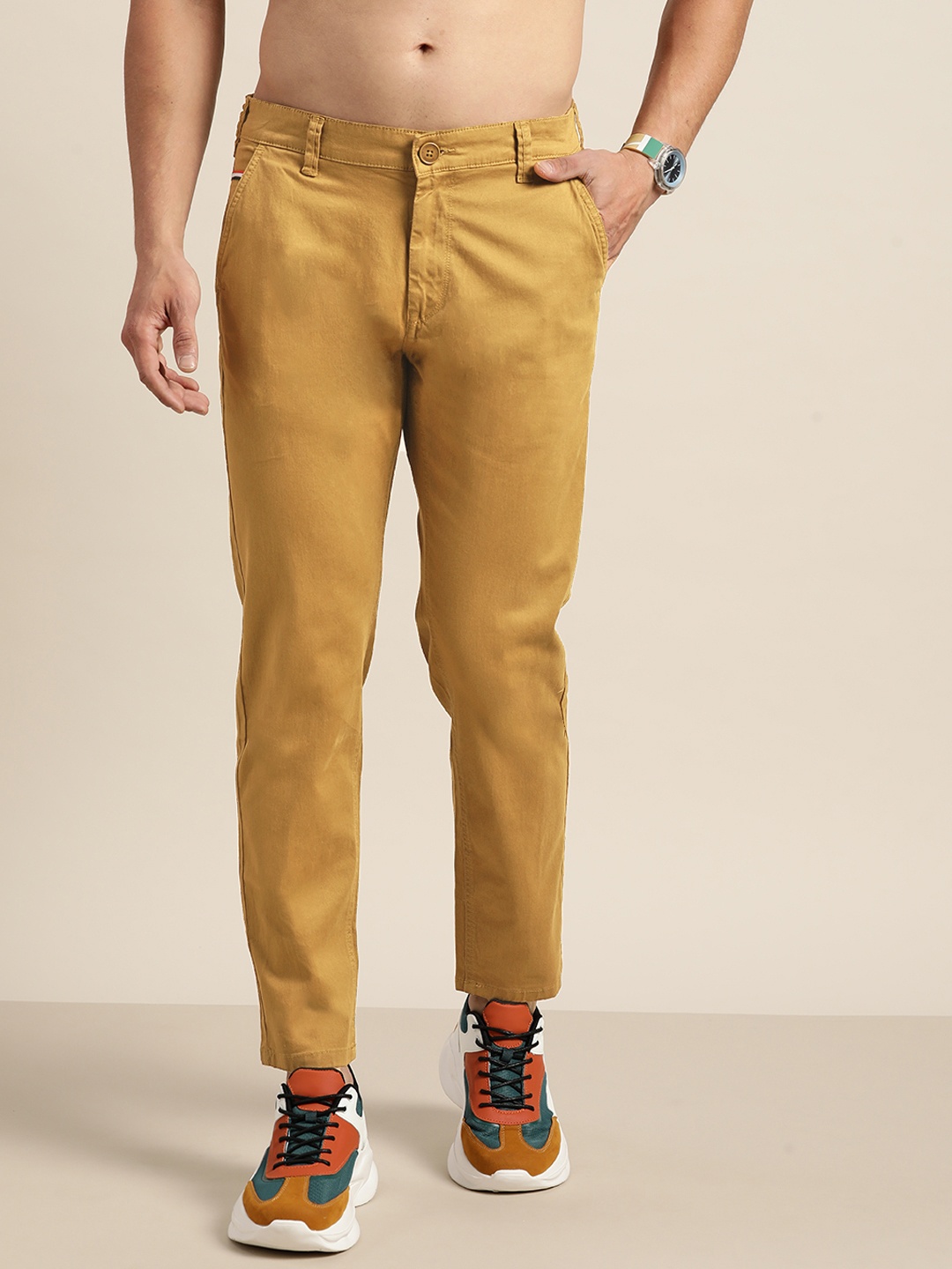 

Moda Rapido Men Khaki Solid Slim Fit Chinos