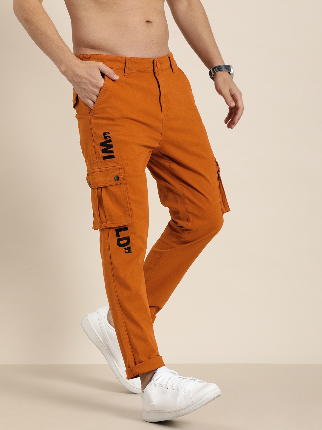 

Moda Rapido Men Orange Slim Fit Cargos Trousers