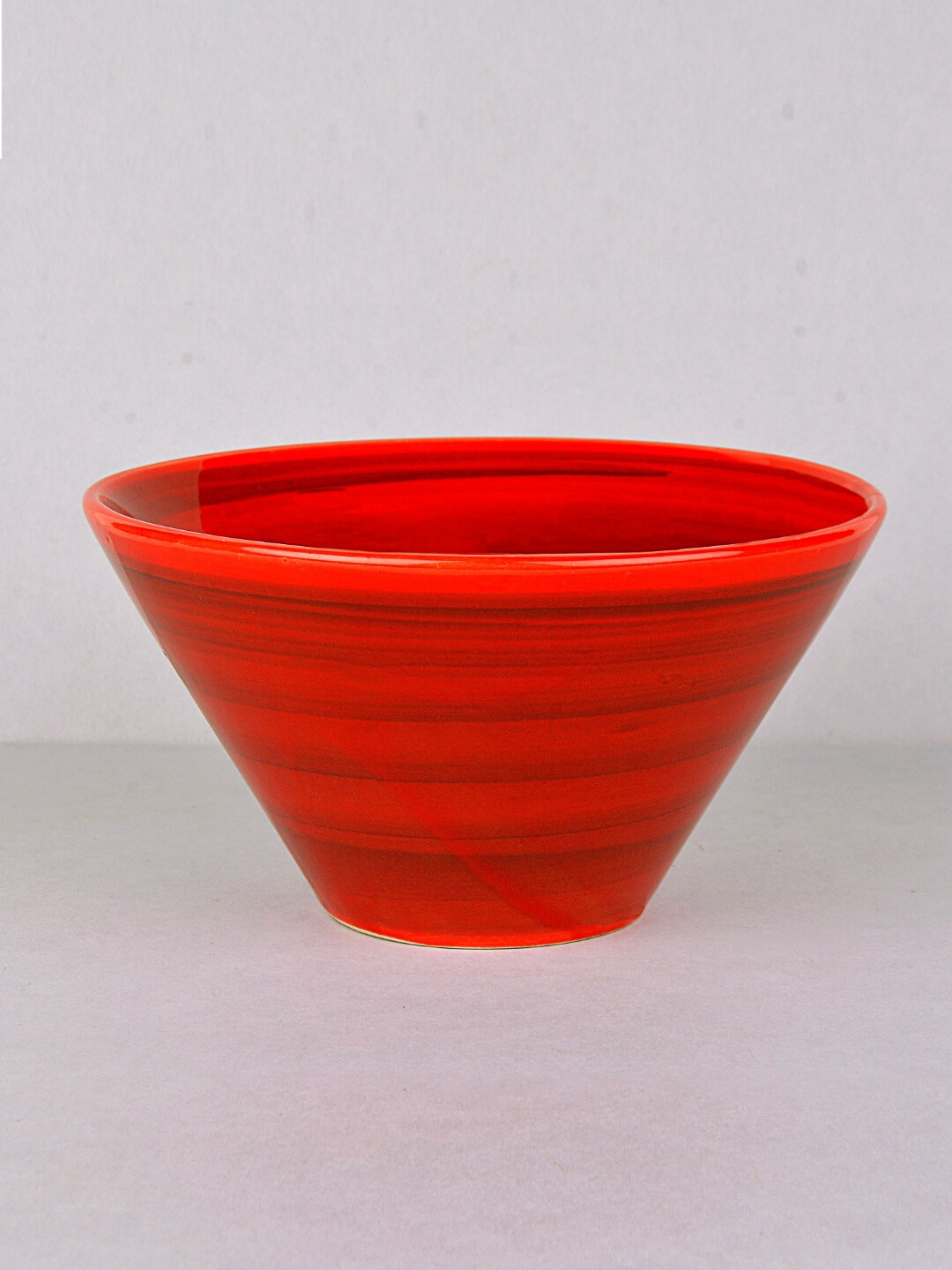 

StyleMyWay Red Textured Pottery Conical Ceramic Glossy Serving Bowls