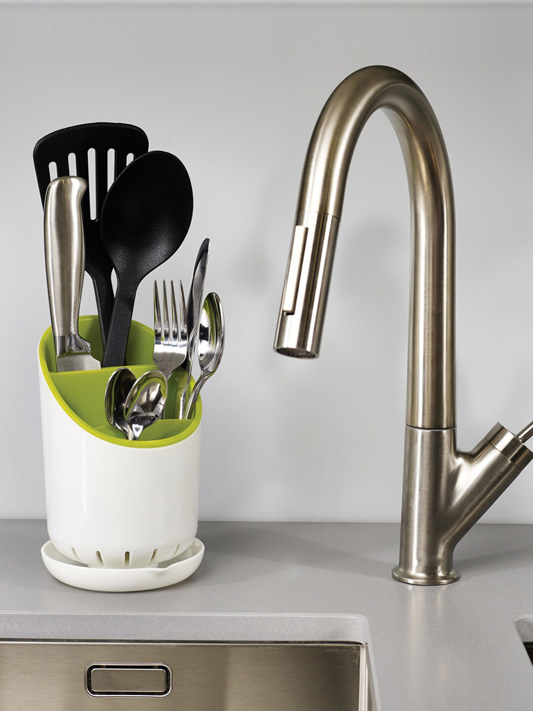 

Joseph Joseph White & Green Plastic Cutlery Holder