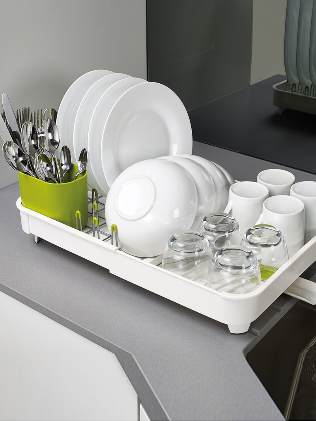 

Joseph Joseph White & Green Plastic Extend Expandable Dish Rack