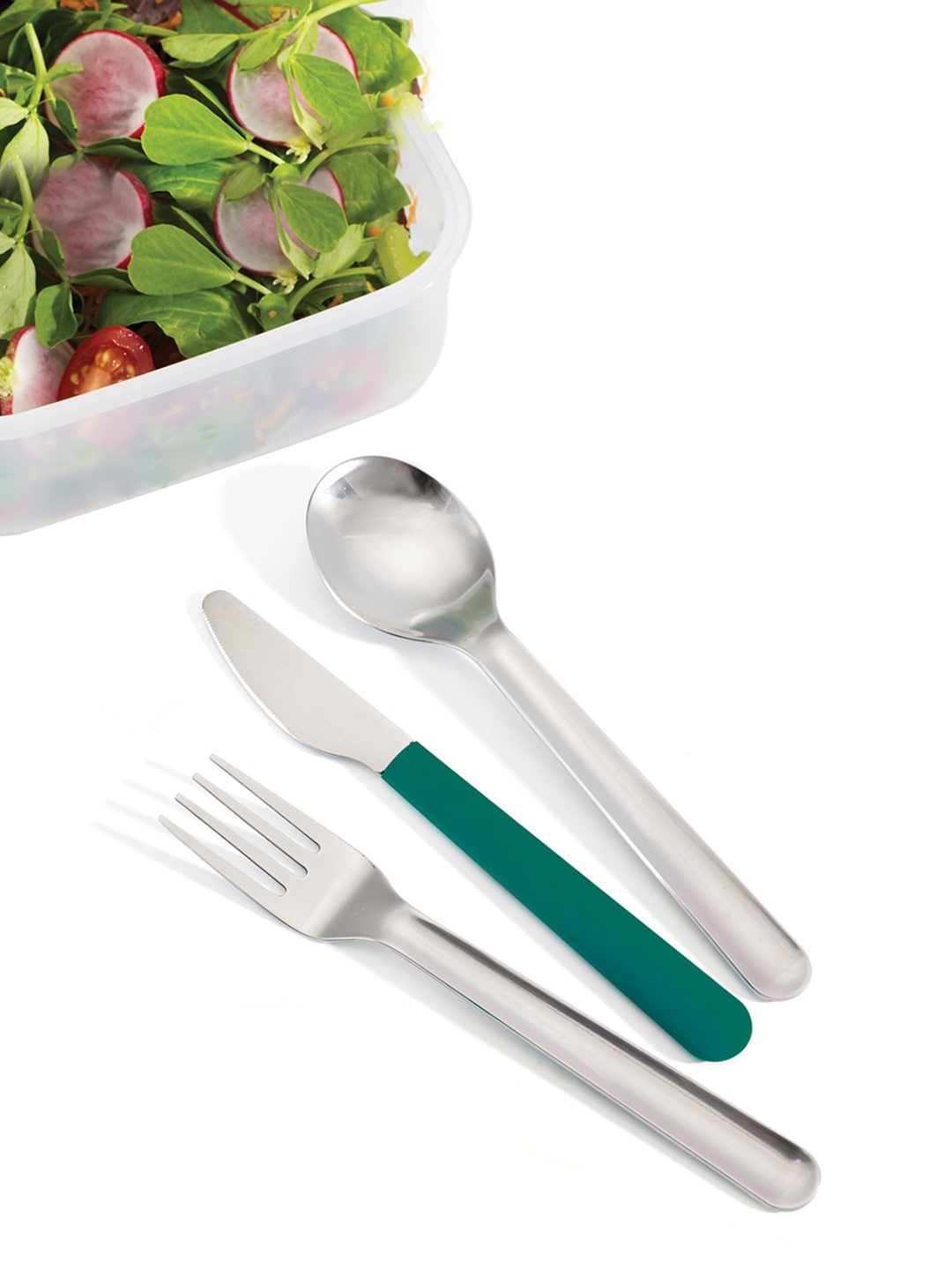 

Joseph Joseph Teal & Silver-Toned Solid Go Eat Space Saving Stainless Steel Cutlery Set