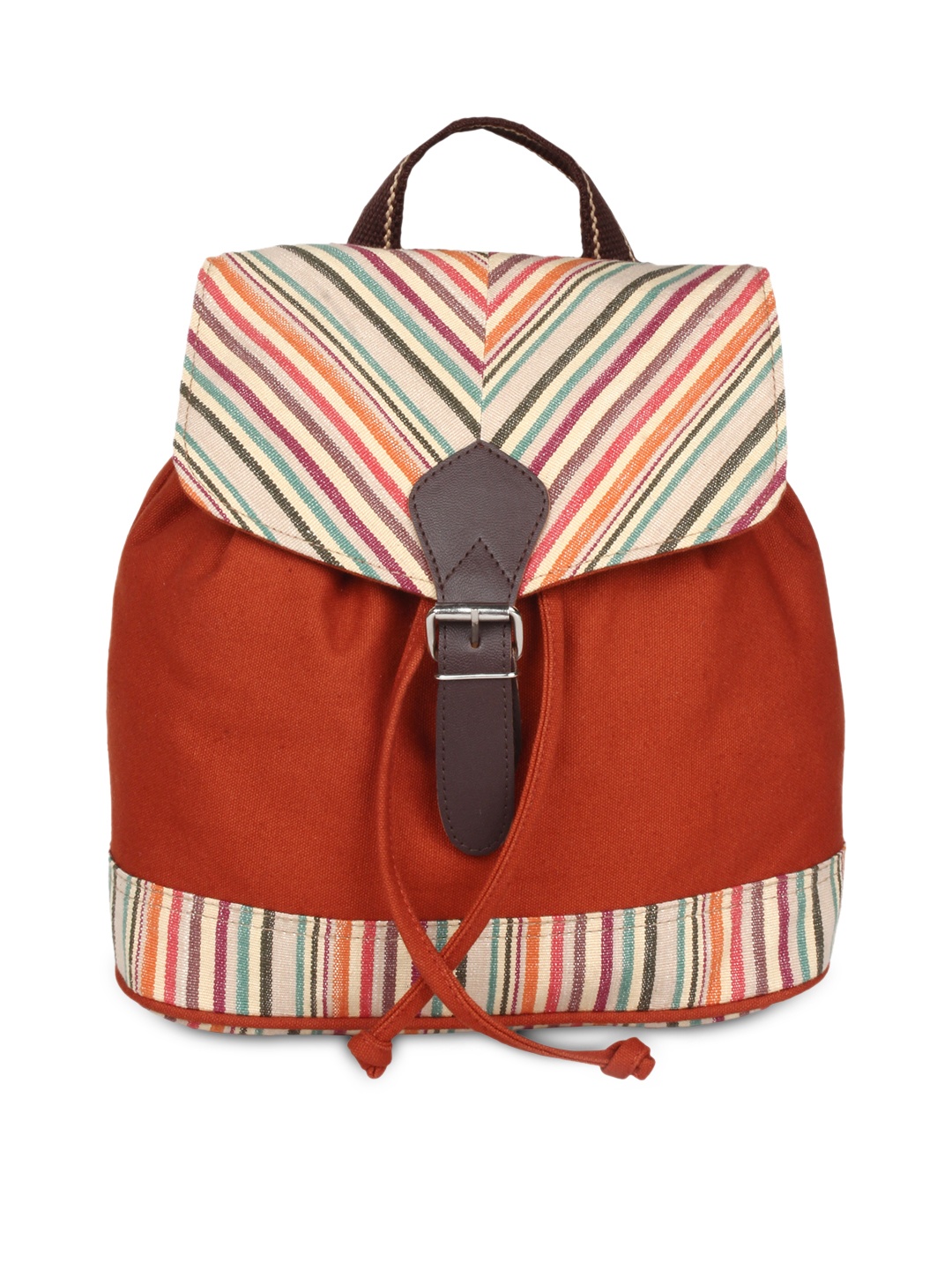 

Anekaant Women Orange Striped Backpack