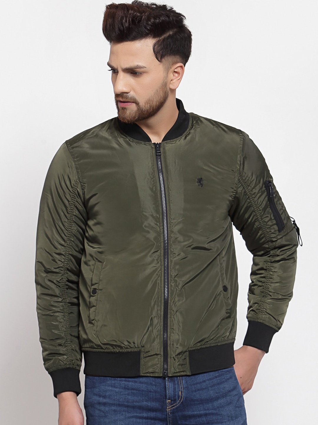 

Red Tape Men Olive Green Padded Bomber Jacket