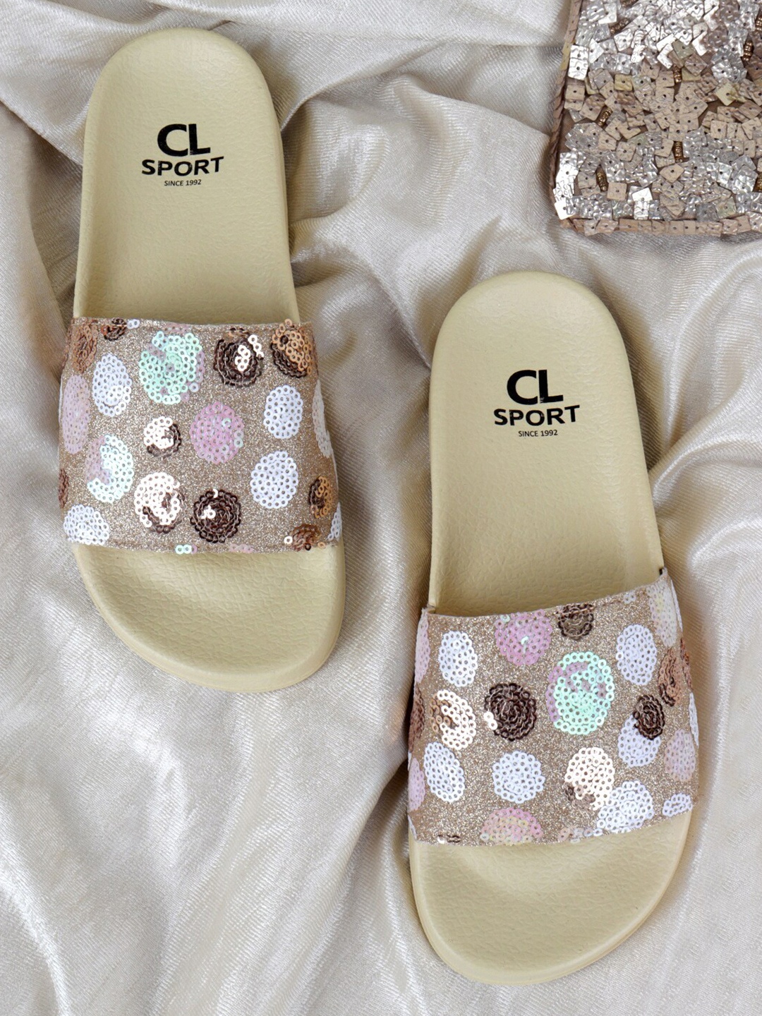 

Carlton London sports Women Beige & Tan Embellished Sliders