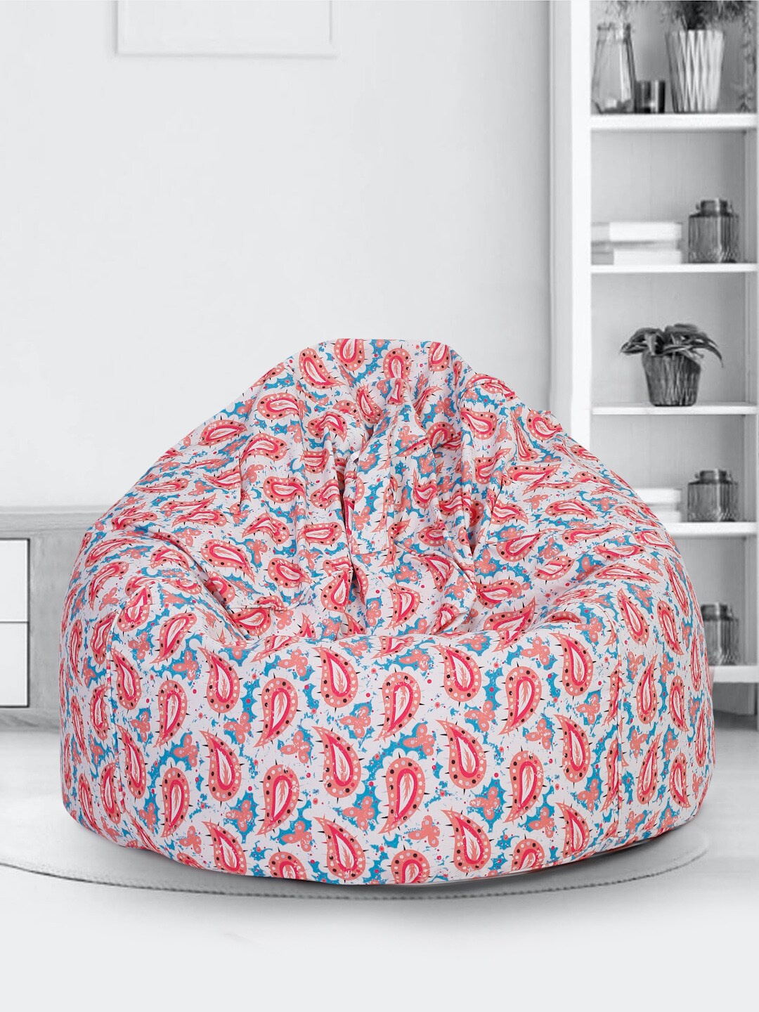 

SAKA DESIGNS White & Pink Digital Print Canvas XXL Bean Bag Cover