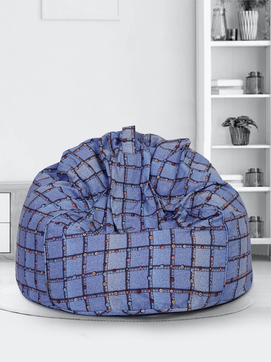 

SAKA DESIGNS Blue Print Canvas XXL Bean Bag Cover without Beans