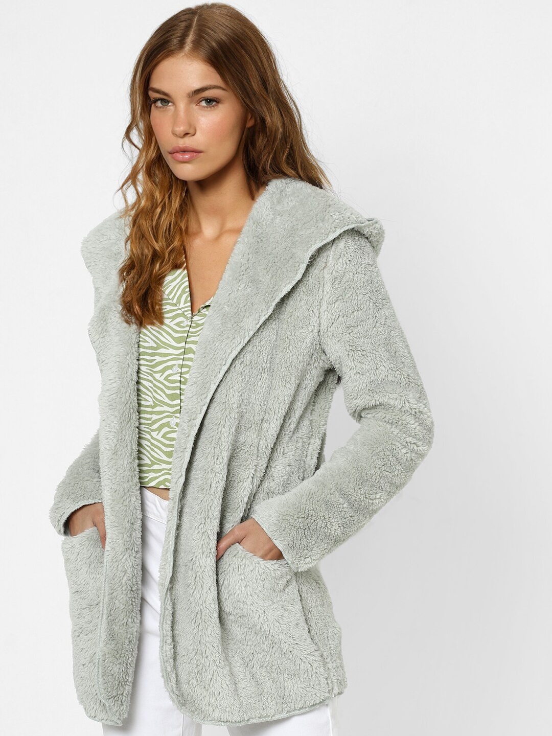 

ONLY Women Green Longline Open Front Jacket