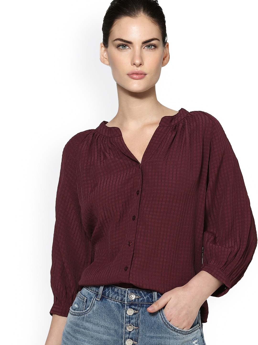 

ONLY Maroon Solid Top