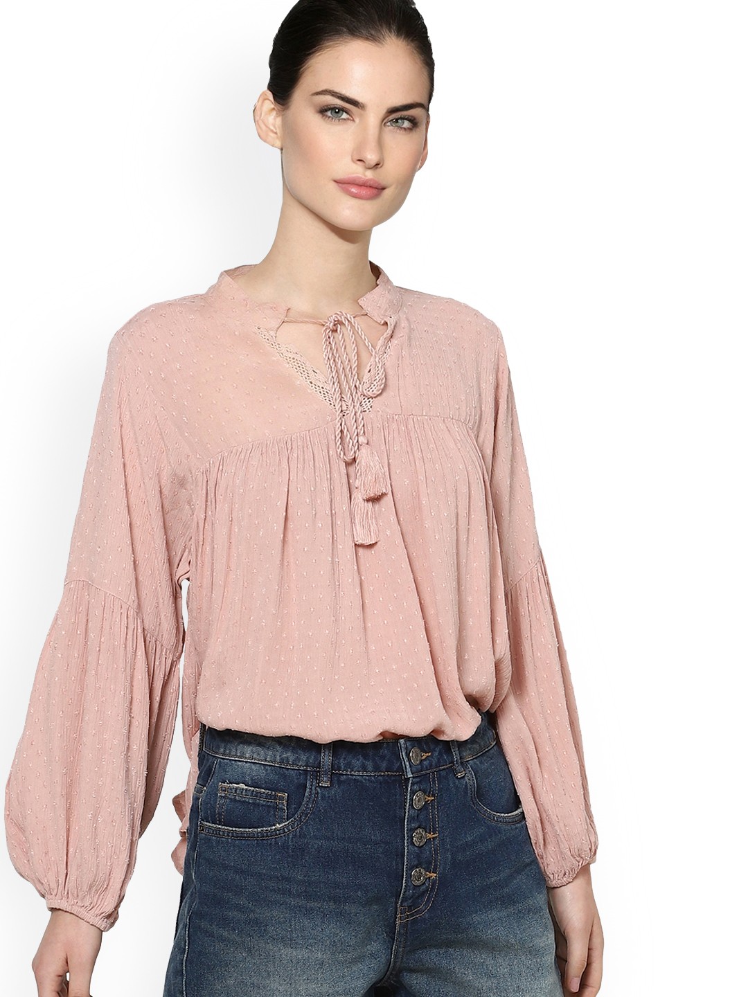 

ONLY Pink Tie-Up Neck Top