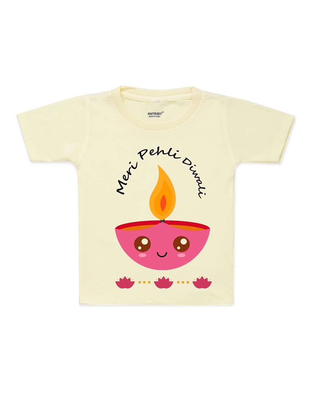 

KNITROOT Unisex Kids Yellow Printed T-shirt