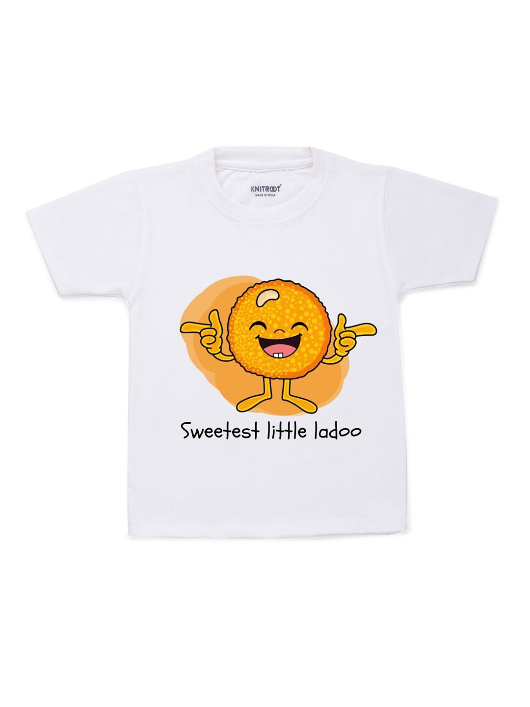 

KNITROOT Unisex Kids White Printed Drop-Shoulder Sleeves Pockets T-shirt