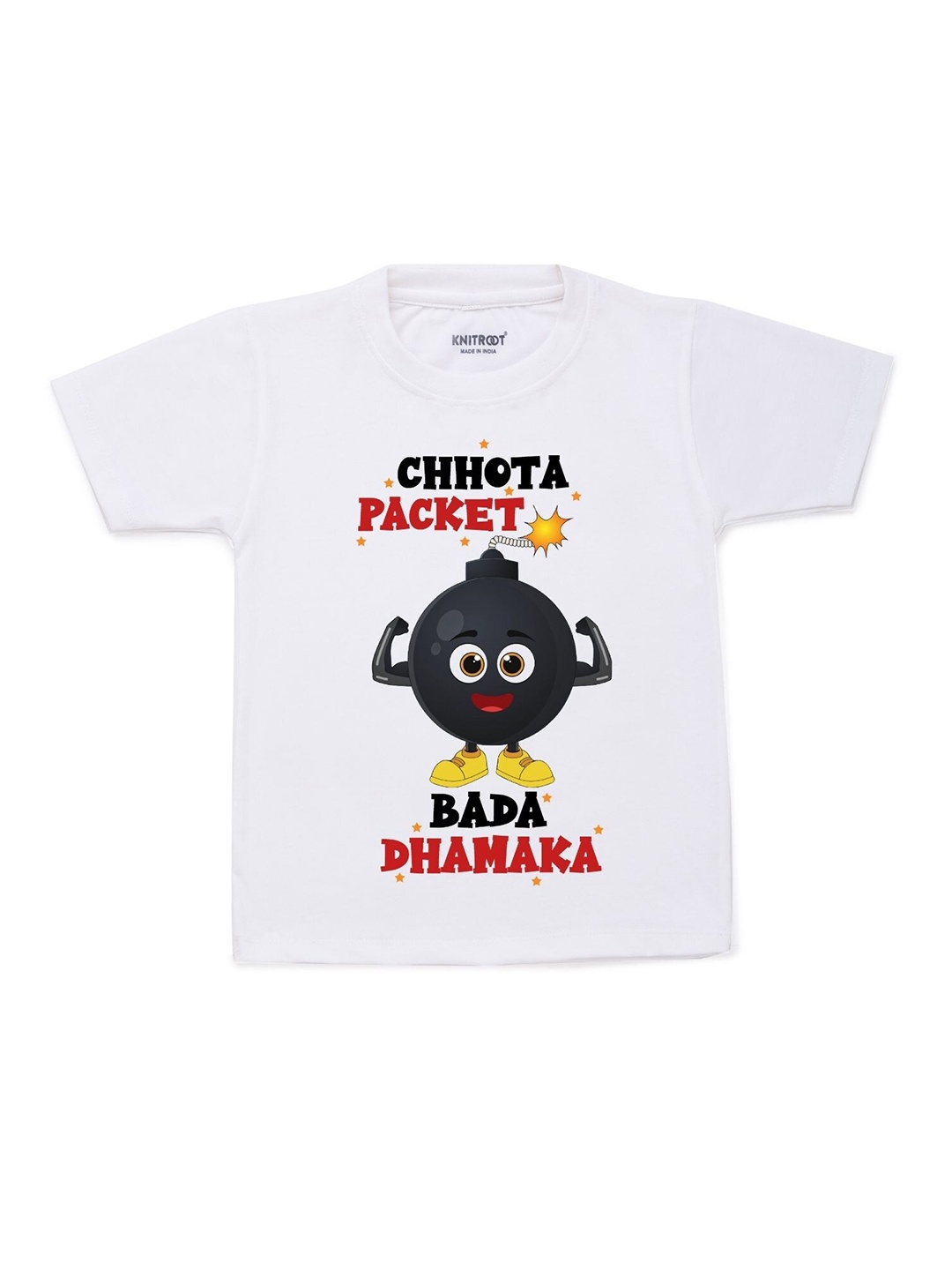 

KNITROOT Kids White & Black Printed T-shirt