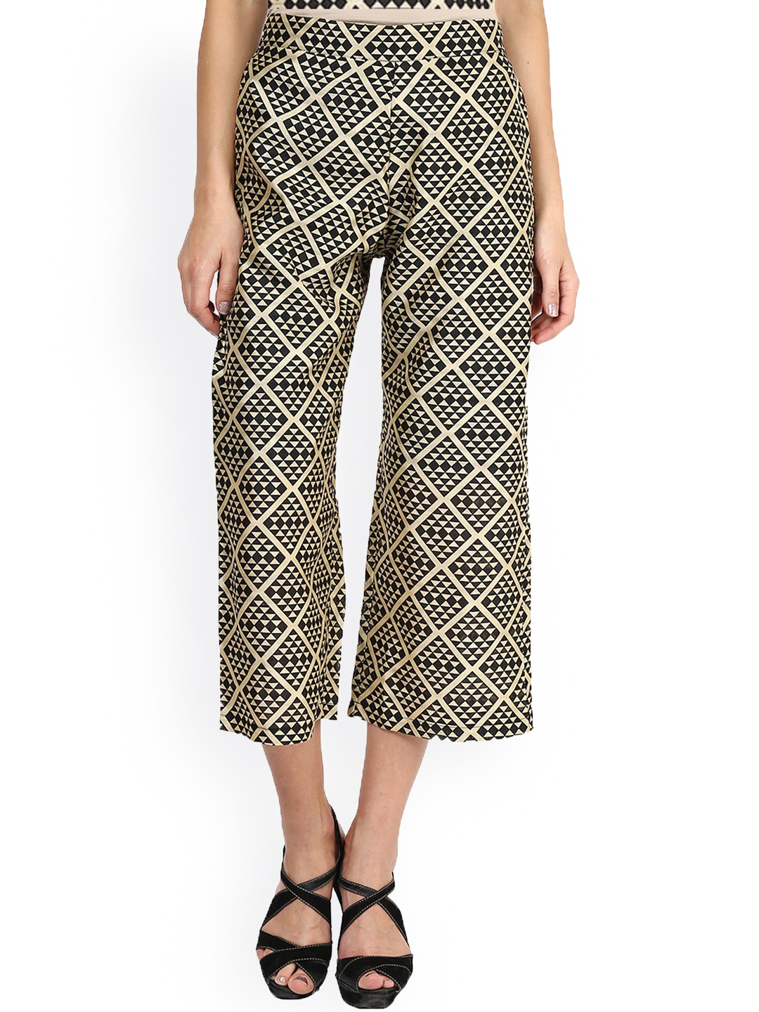 

Miss Chase Women Black & Beige Printed Culottes
