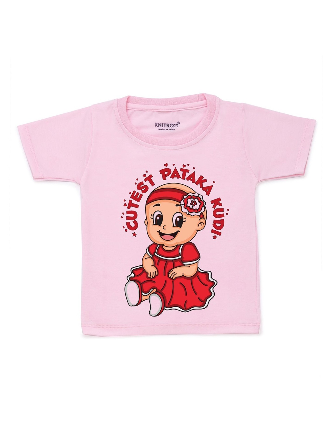 

KNITROOT Unisex Kids Pink Printed T-shirt