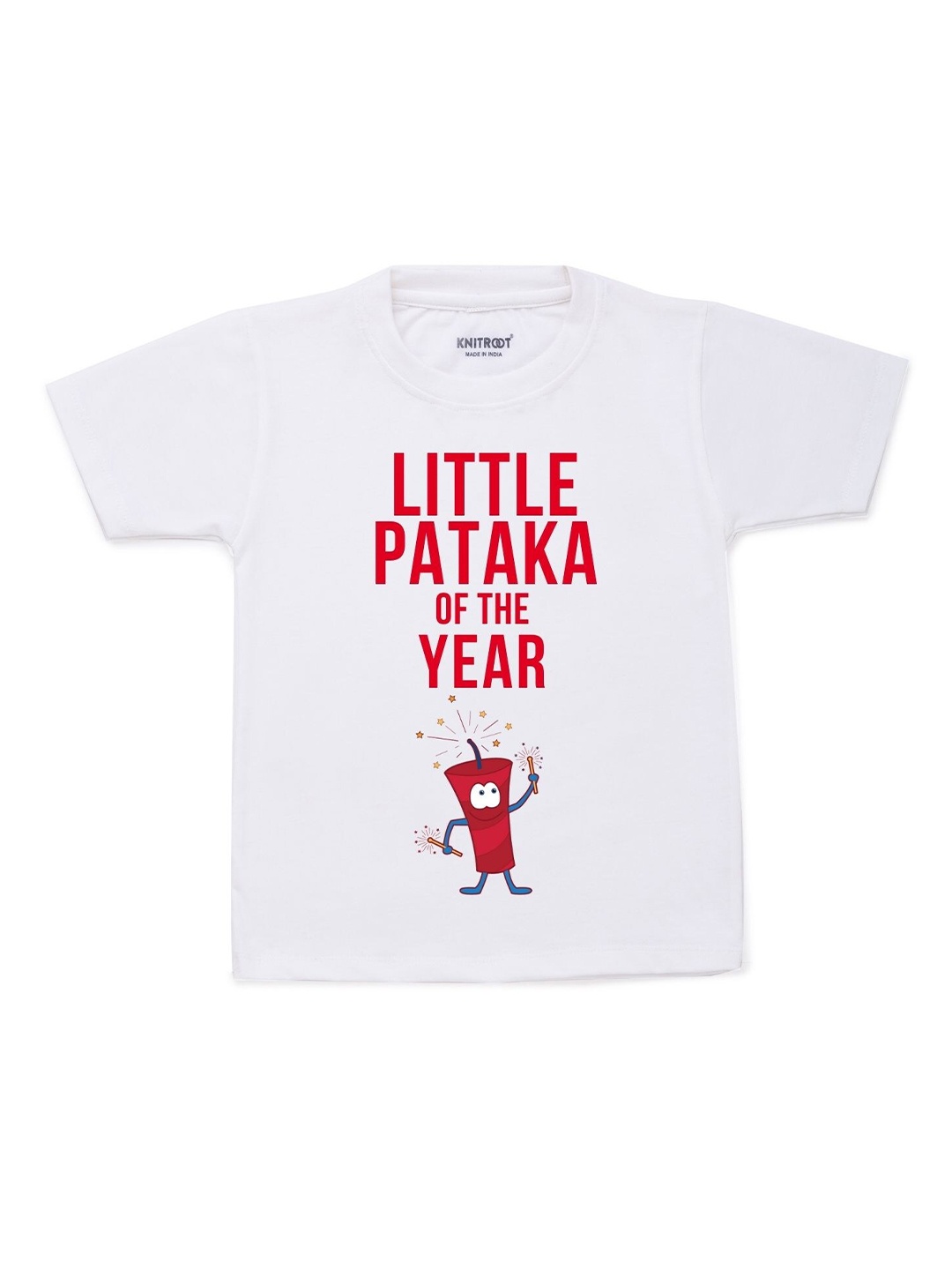 

KNITROOT Kids White & Red Typography Printed T-shirt