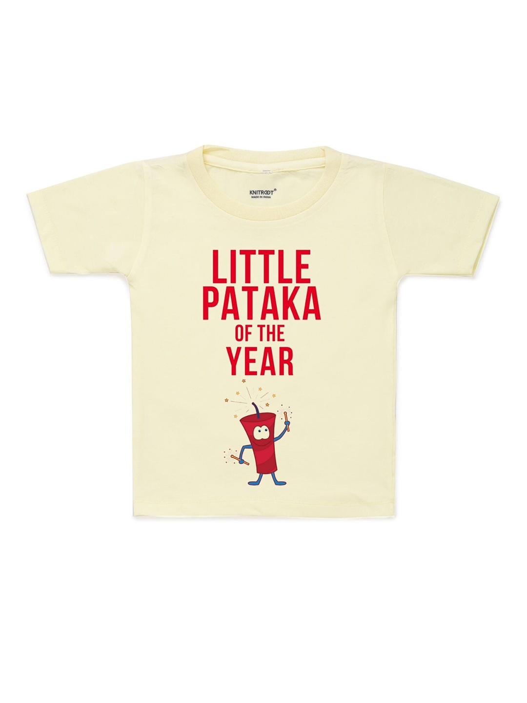 

KNITROOT Unisex Kids Yellow V-Neck T-shirt