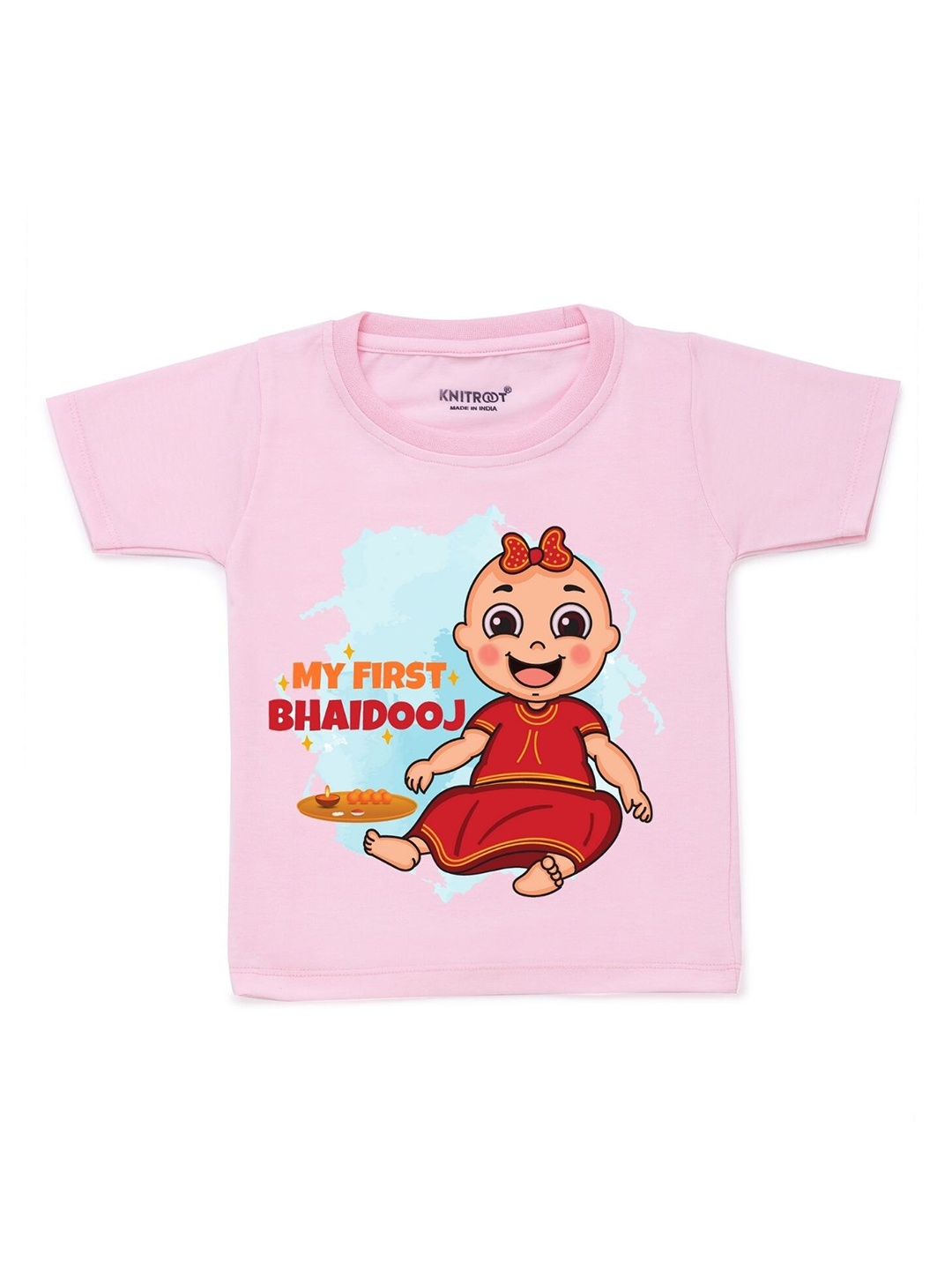 

KNITROOT Unisex Kids Pink Printed T-shirt