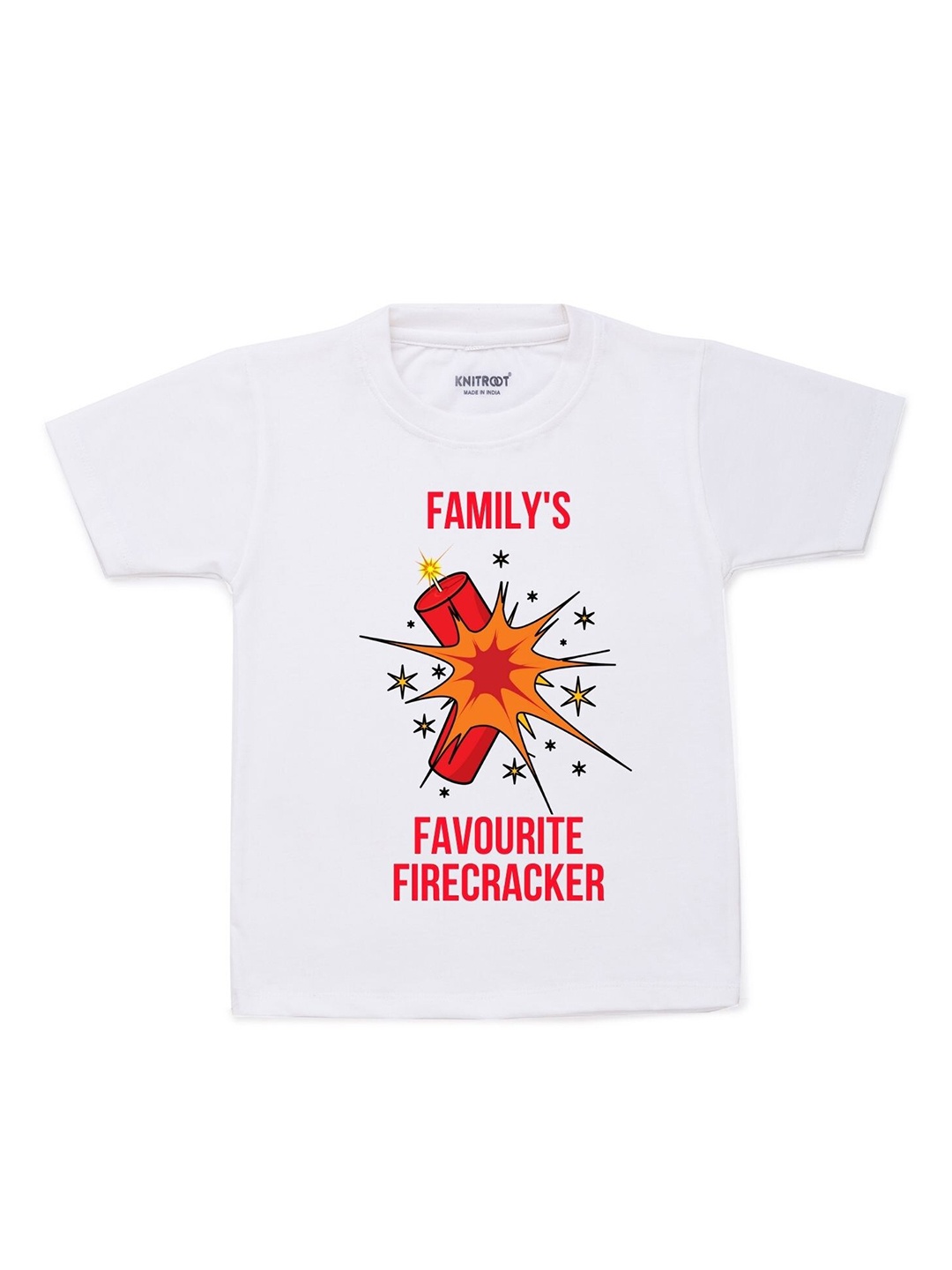 

KNITROOT Unisex Kids White Printed Applique T-shirt