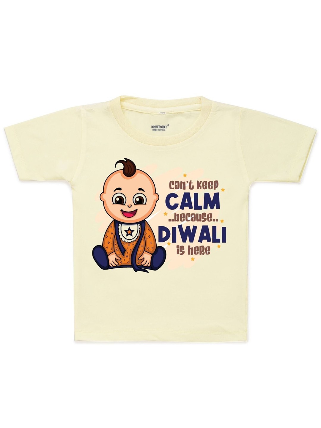 

KNITROOT Unisex Kids Yellow Printed T-shirt
