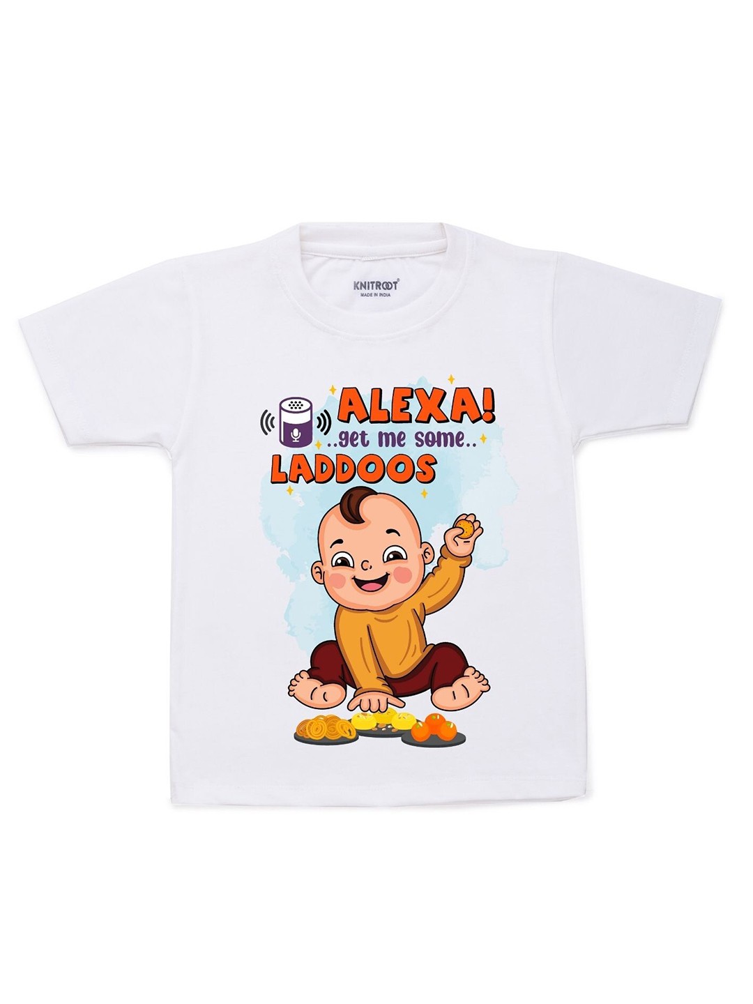 

KNITROOT Unisex Kids White Printed T-shirt