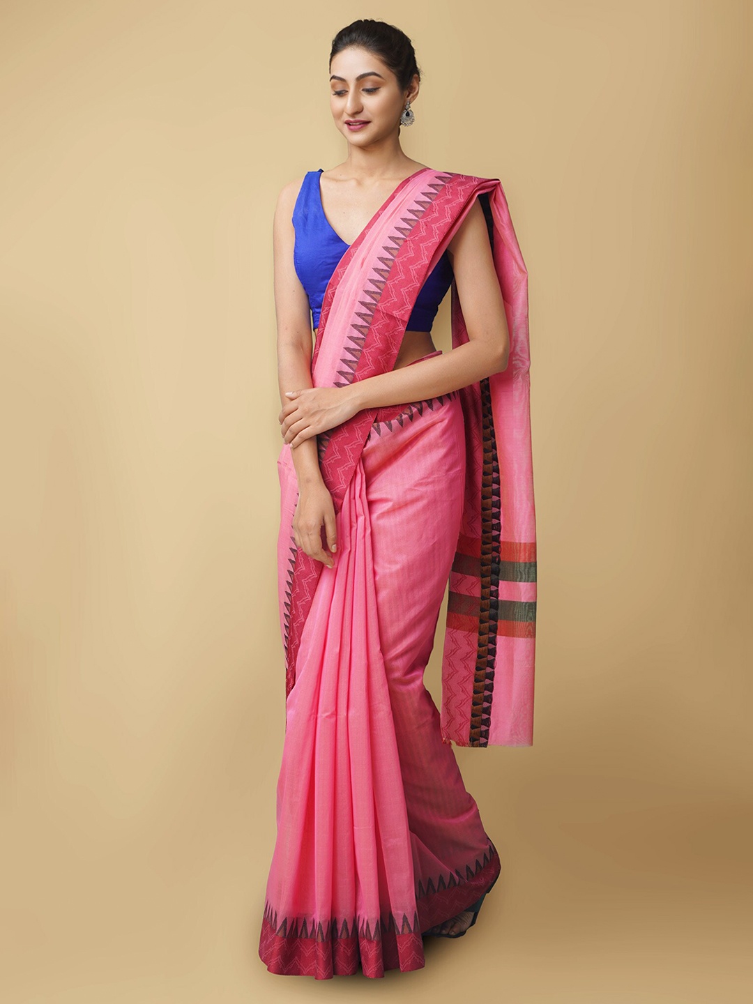 

Unnati Silks Women Pink & Brown Bangalore Sico Saree
