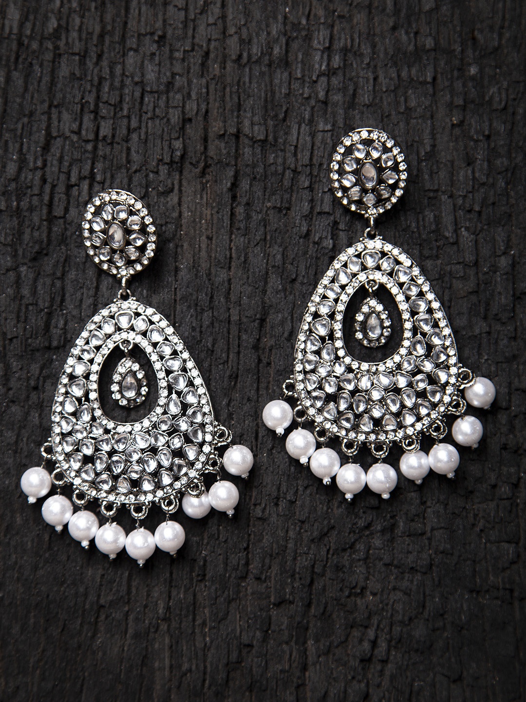 

Fabstreet Silver-Toned Contemporary Chandbalis Earrings