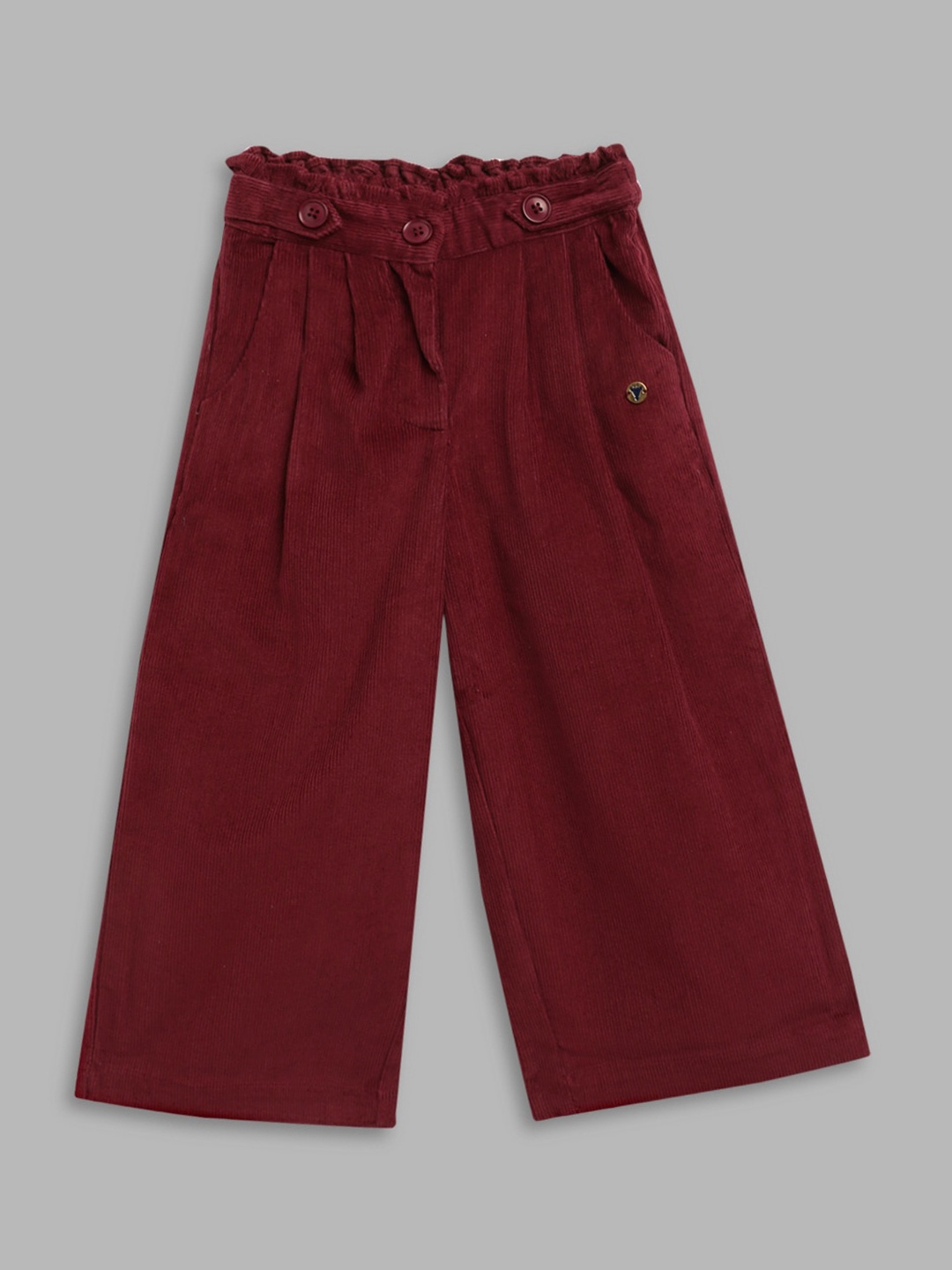 

Blue Giraffe Girls Maroon Straight Fit Pleated Cotton Culottes