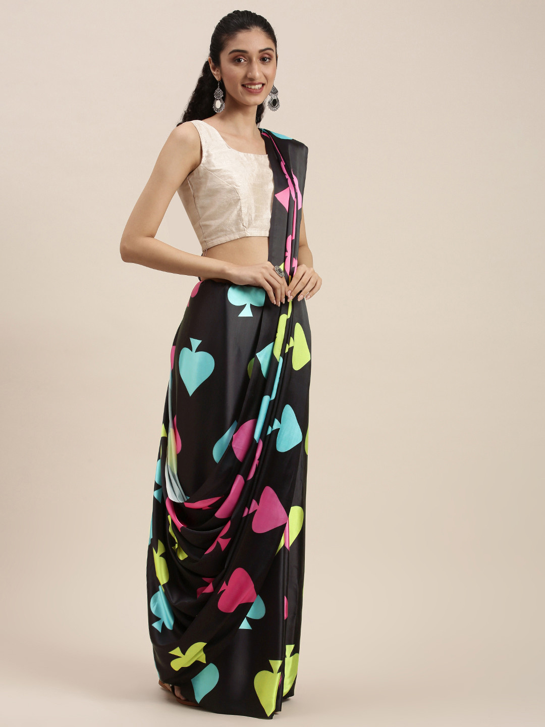 

Mitera Black Satin Saree