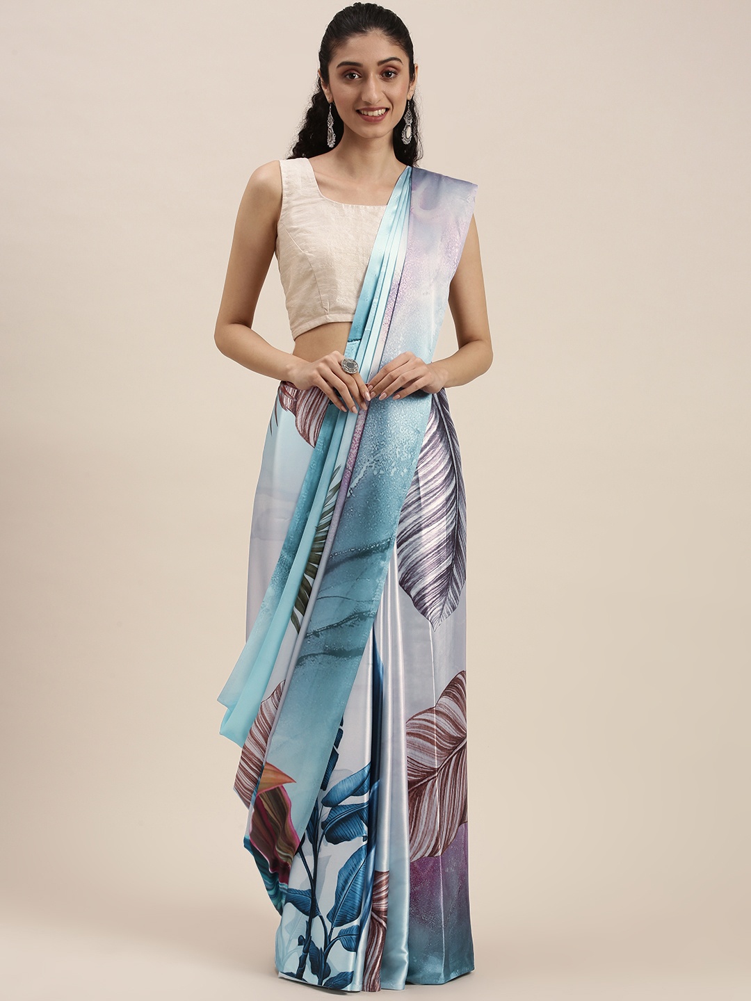 

Mitera Multicoloured Satin Saree, Multi