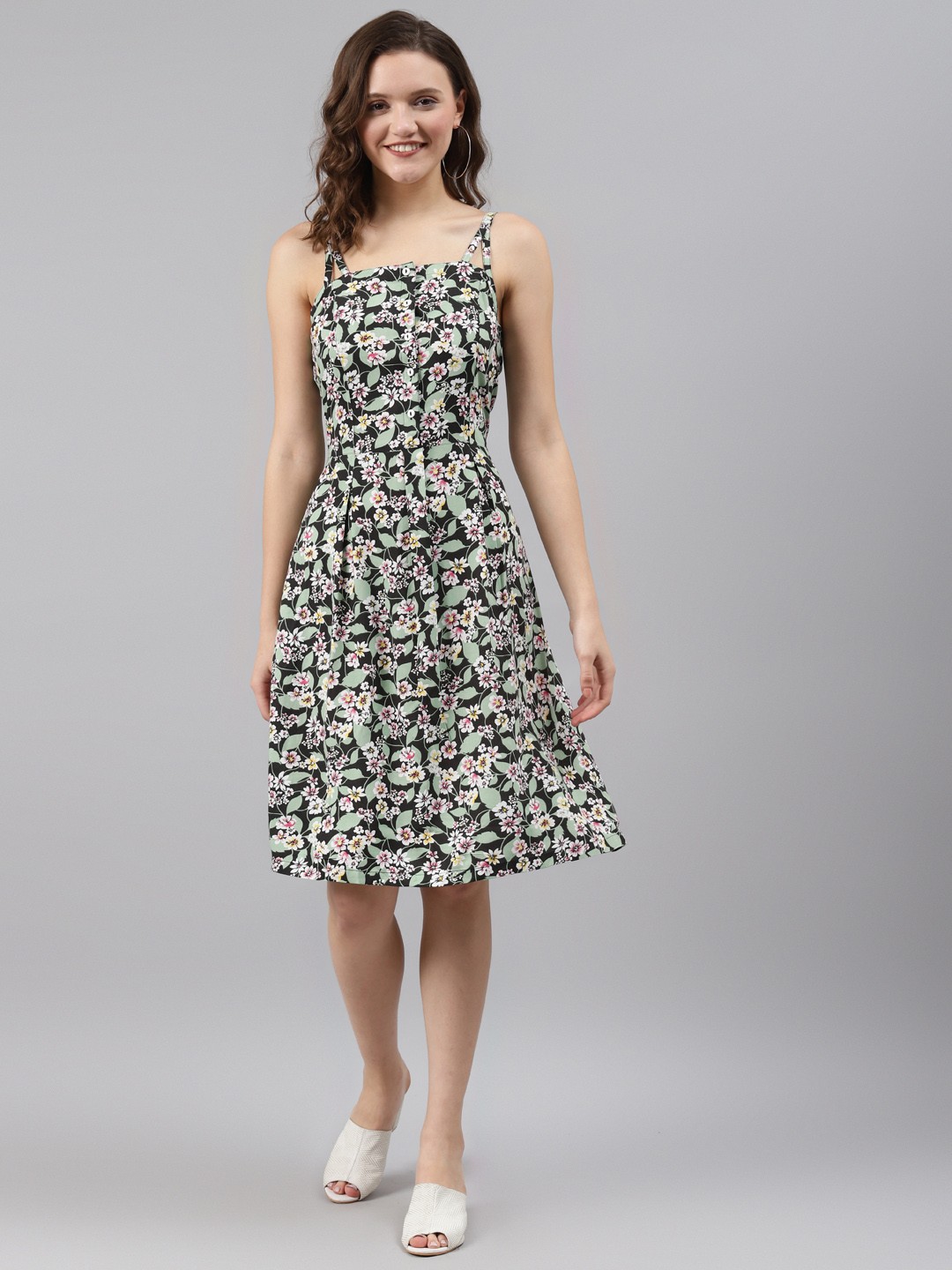 

Ayaany Purple & Green Floral Dress