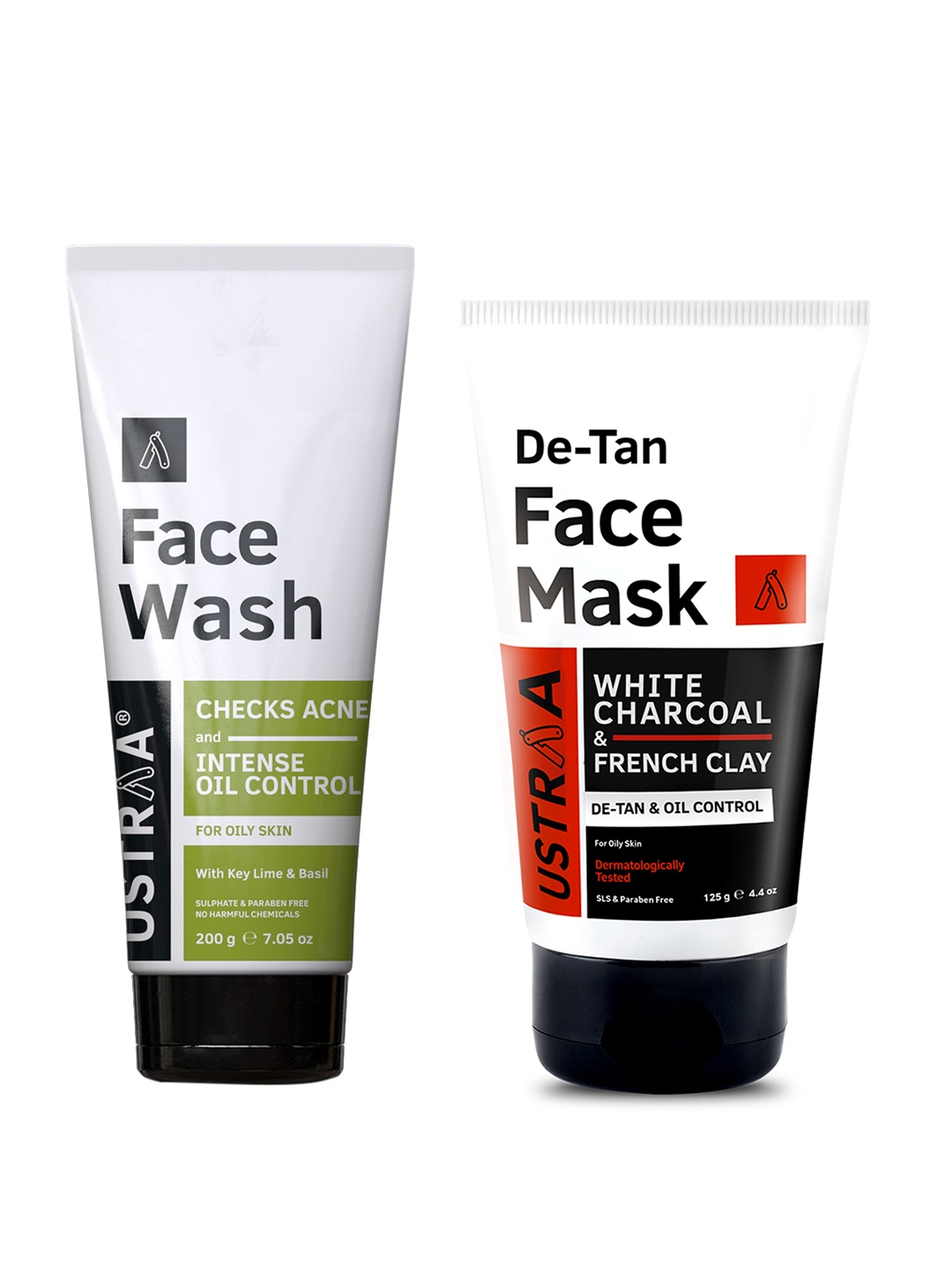 

Ustraa Men Acne & Oil Control Face Wash & De Tan Face Mask, Green