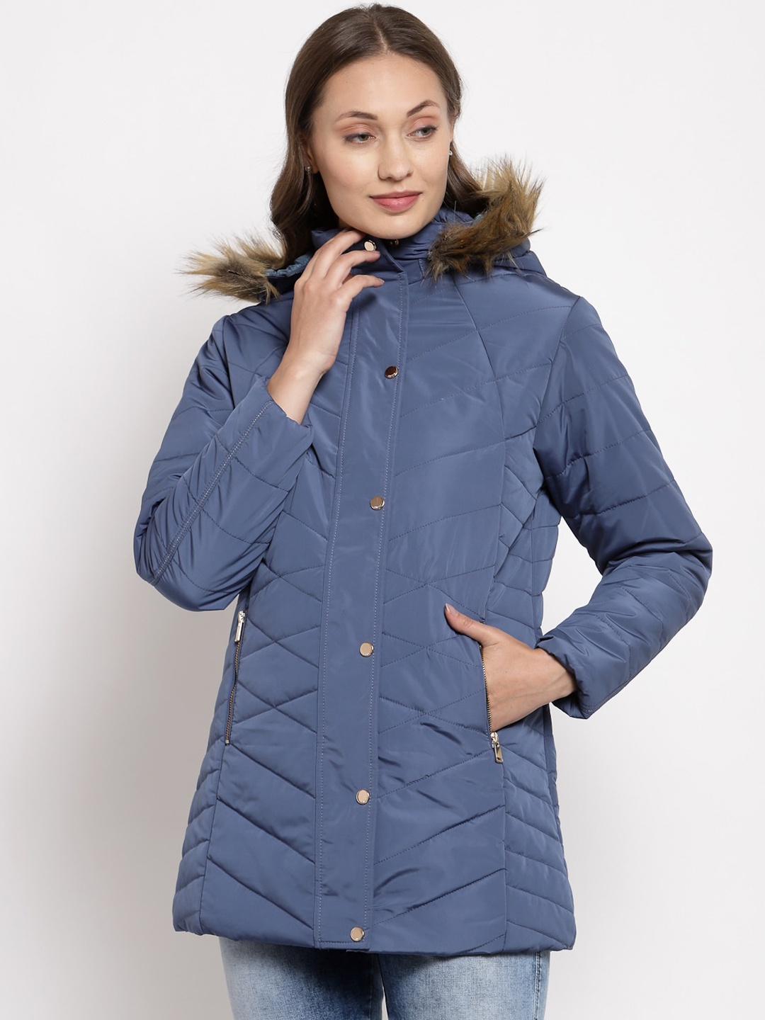 

Juelle Women Blue Longline Parka Jacket