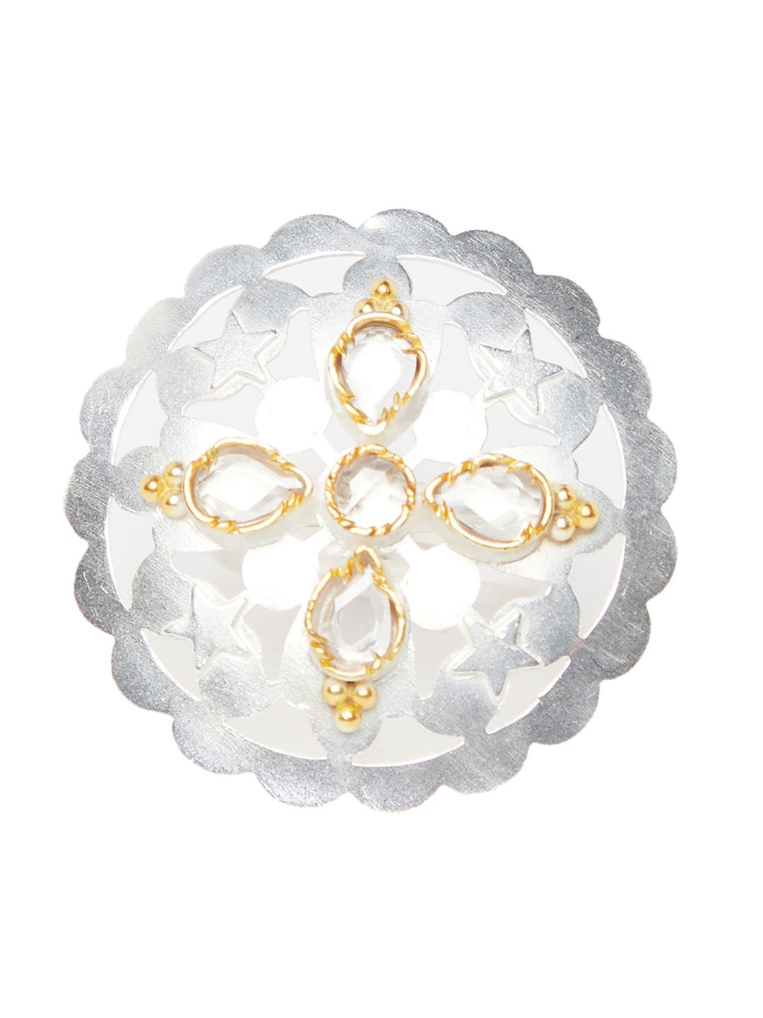 

Fabindia Gold-Toned & White Stone Studded Handcrafted Finger Ring