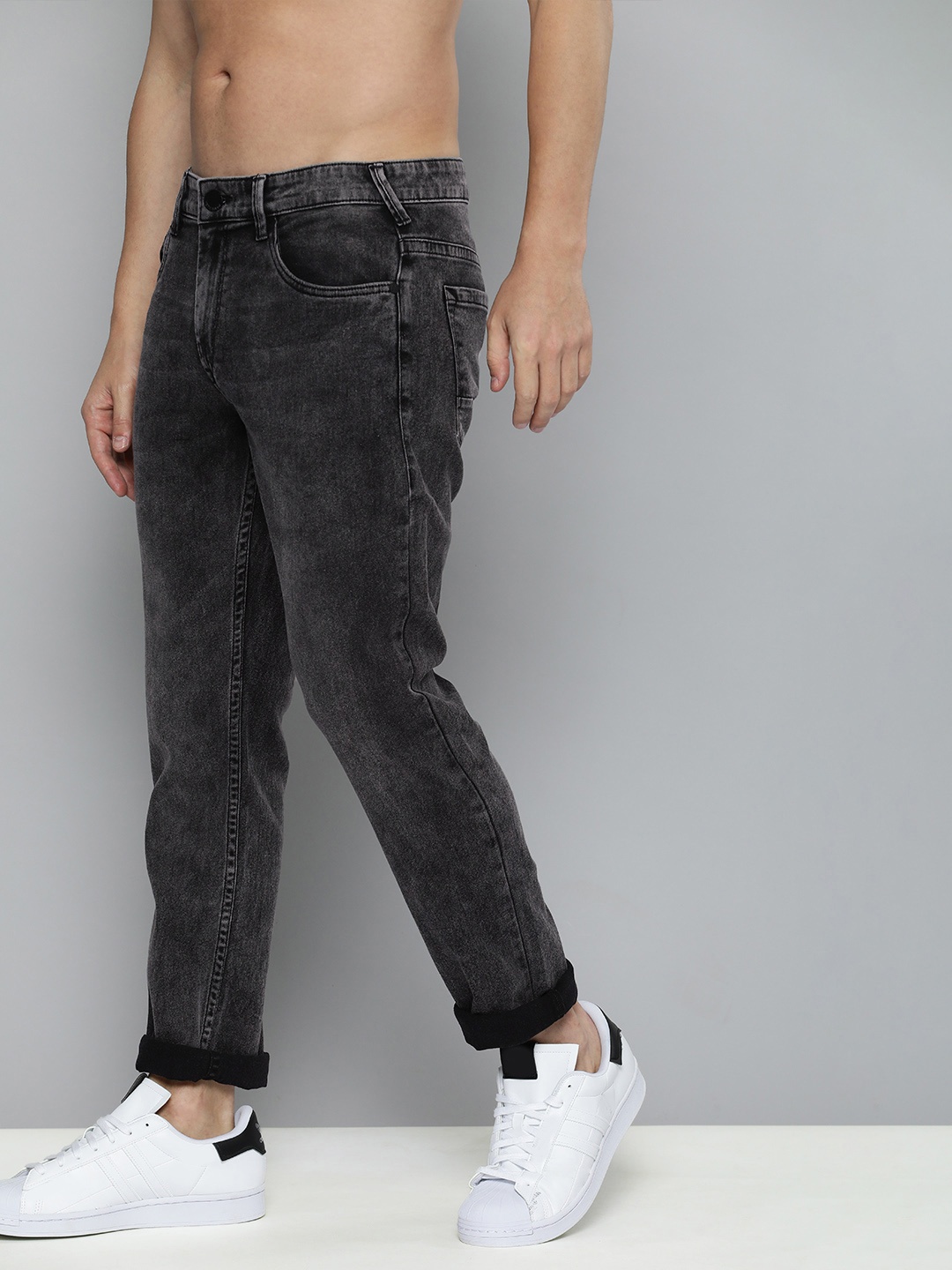 

HERE&NOW Men Black Slim Fit Light Fade Stretchable Jeans