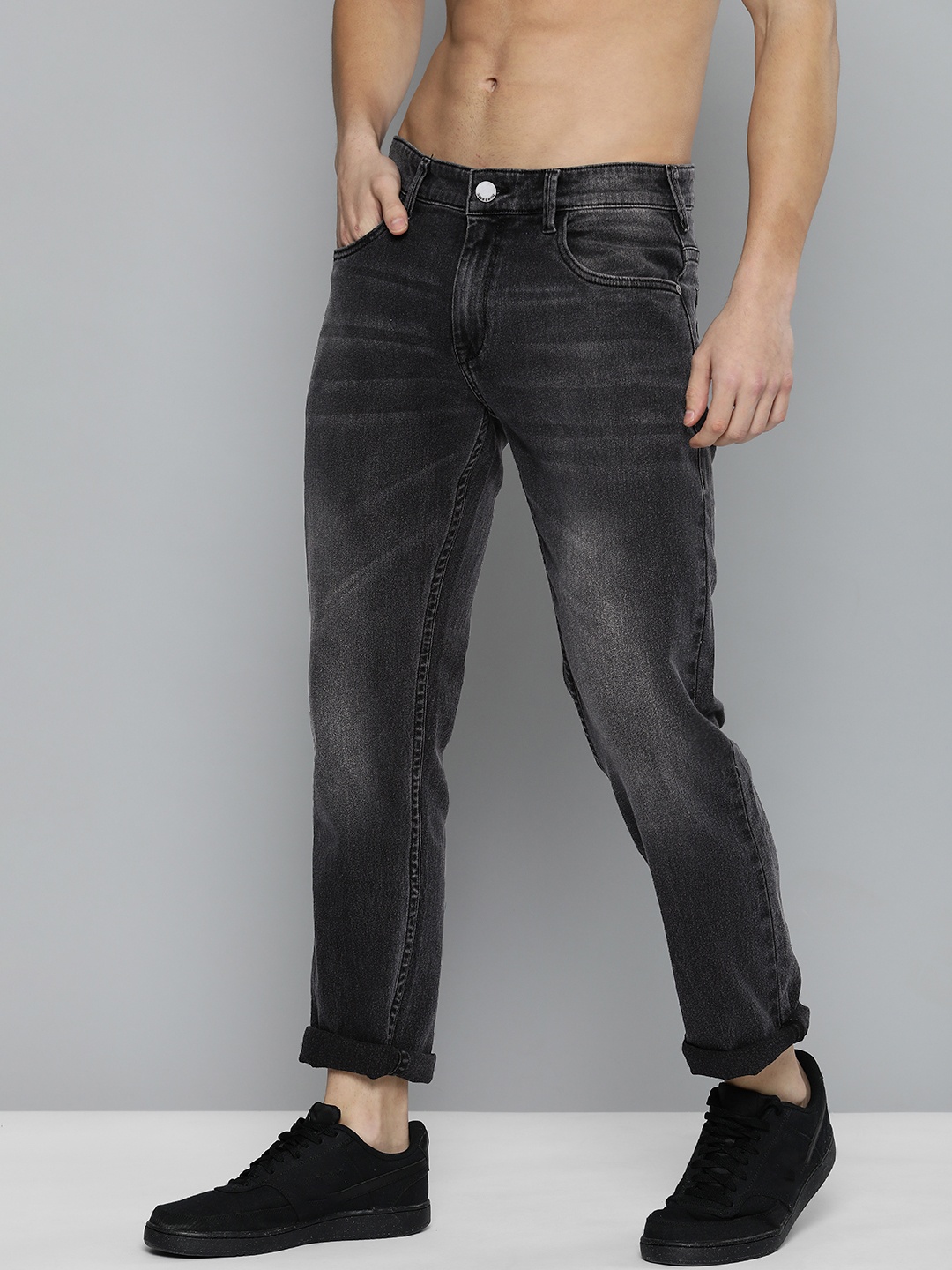 

HERE&NOW Men Grey Regular Fit Light Fade Stretchable Jeans