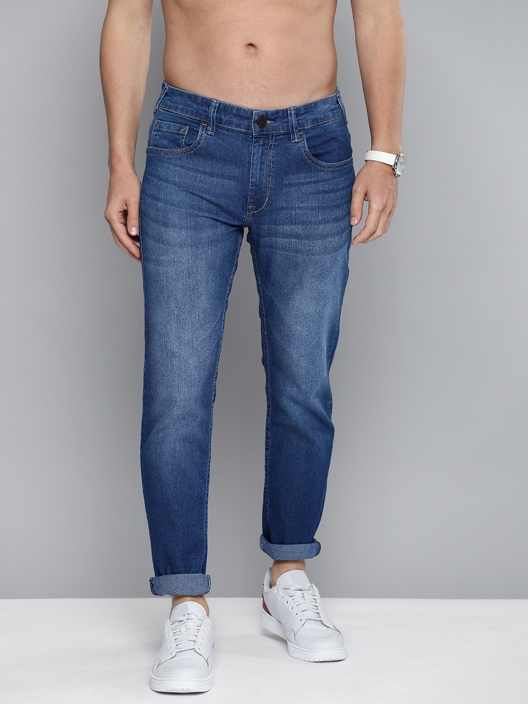 

HERE&NOW Men Blue Regular Fit Light Fade Mid Rise Stretchable Jeans