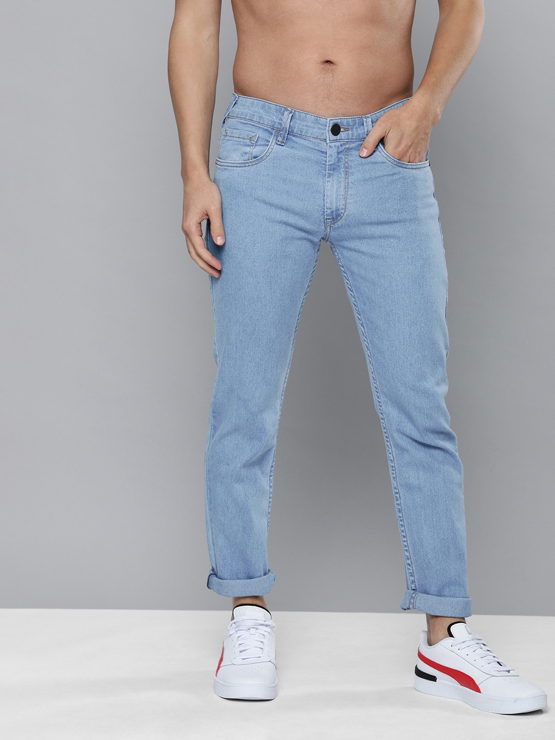 

HERE&NOW Men Blue Light Fade Stretchable Jeans