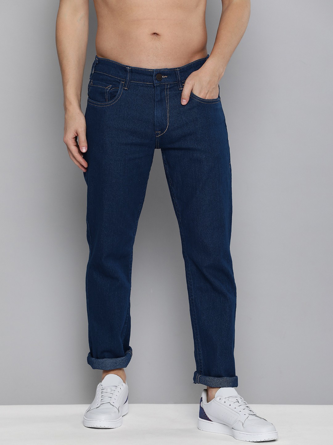 

HERE&NOW Men Blue Regular Fit Mid Rise Light Fade Stretchable Jeans