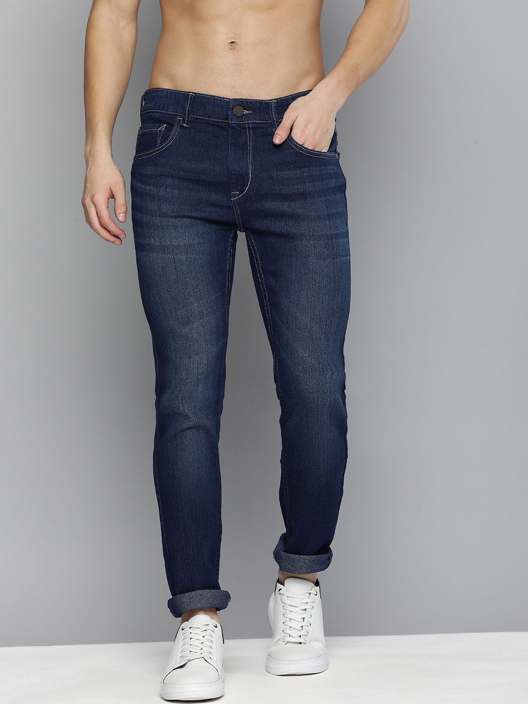 

HERE&NOW Men Blue Skinny Fit Mid Rise Light Fade Stretchable Jeans