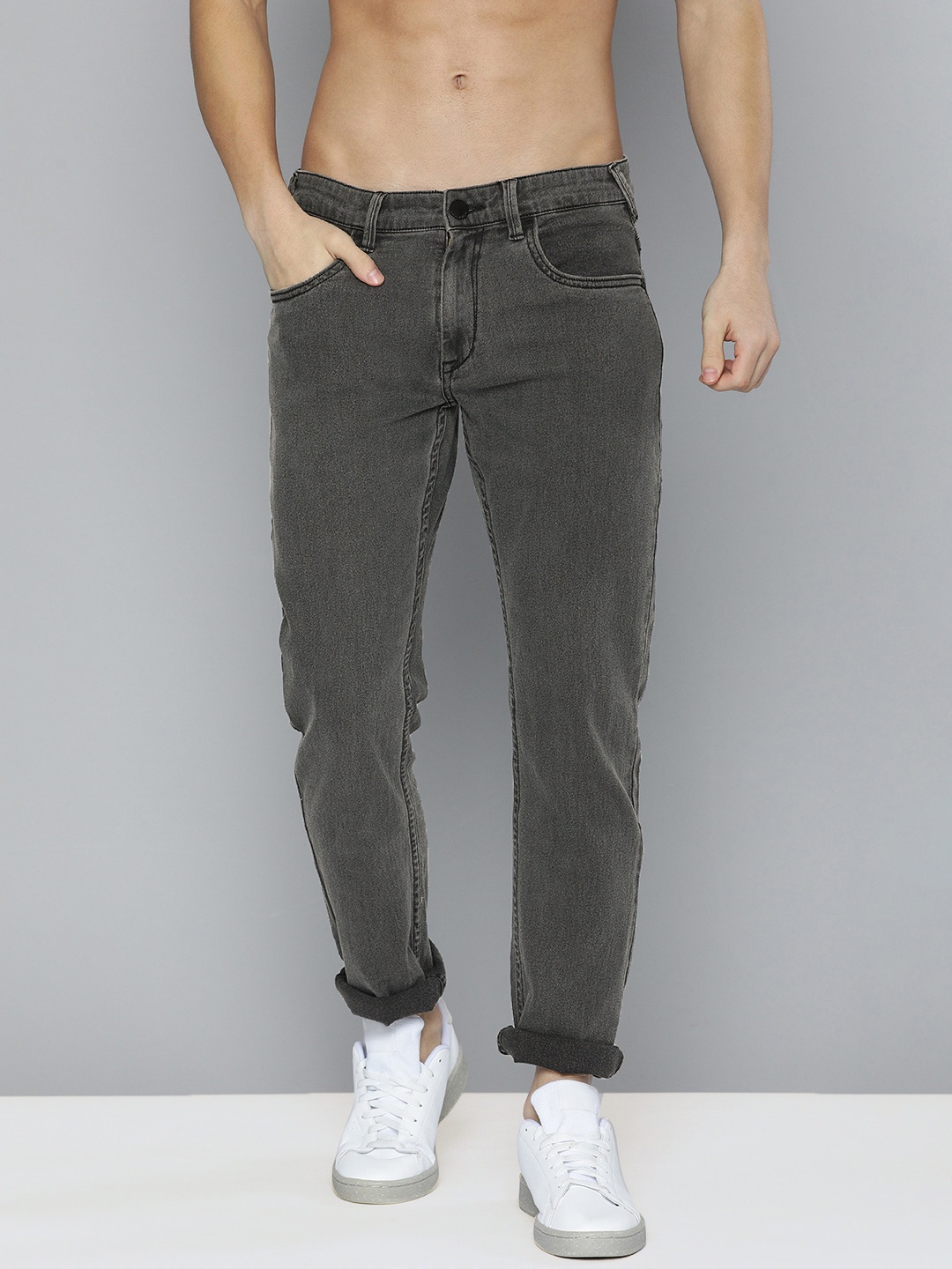 

HERE&NOW Men Grey Slim Fit Mid Rise Light Fade Stretchable Jeans