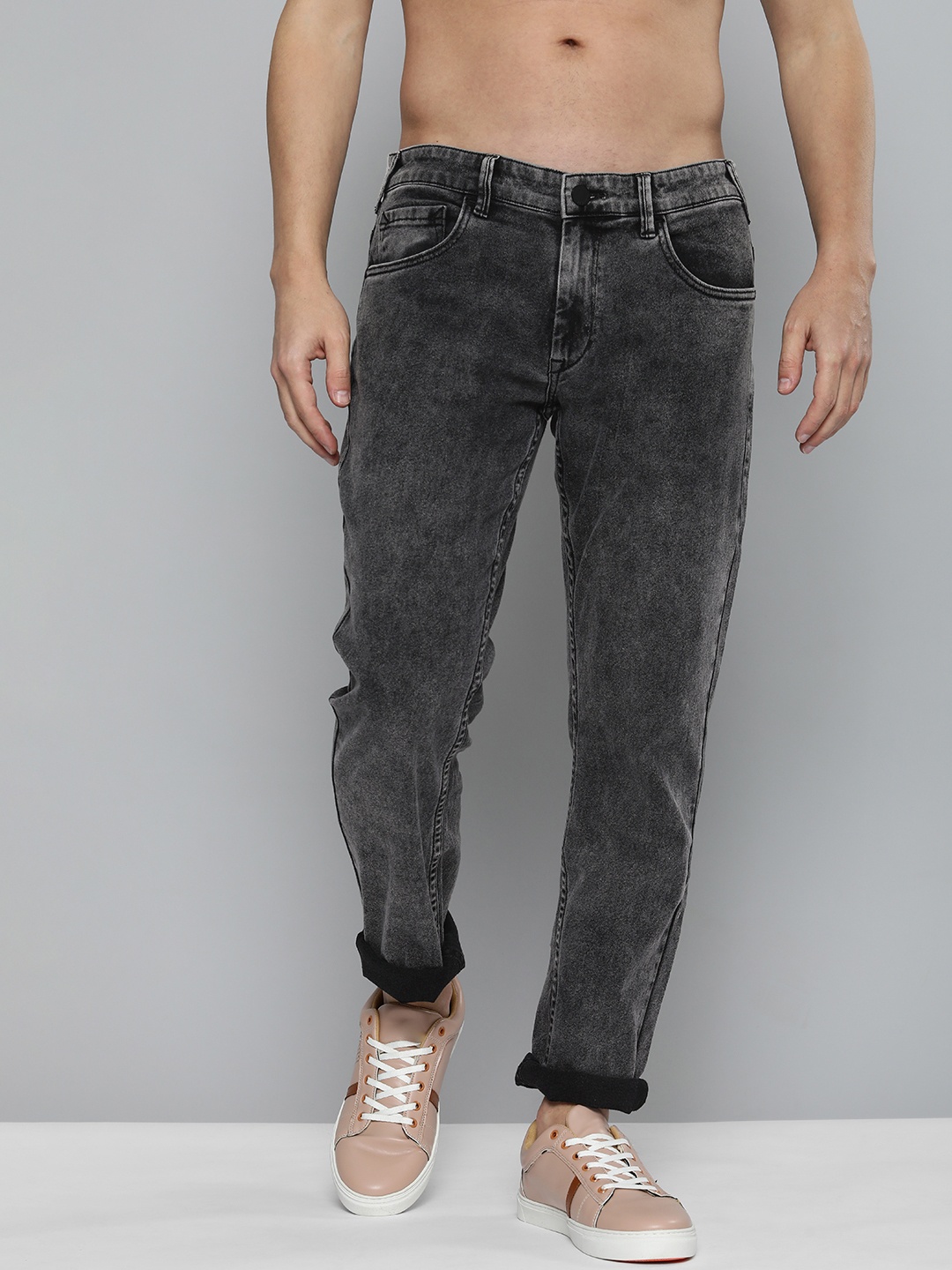 

HERE&NOW Men Grey Slim Fit Heavy Fade Stretchable Jeans