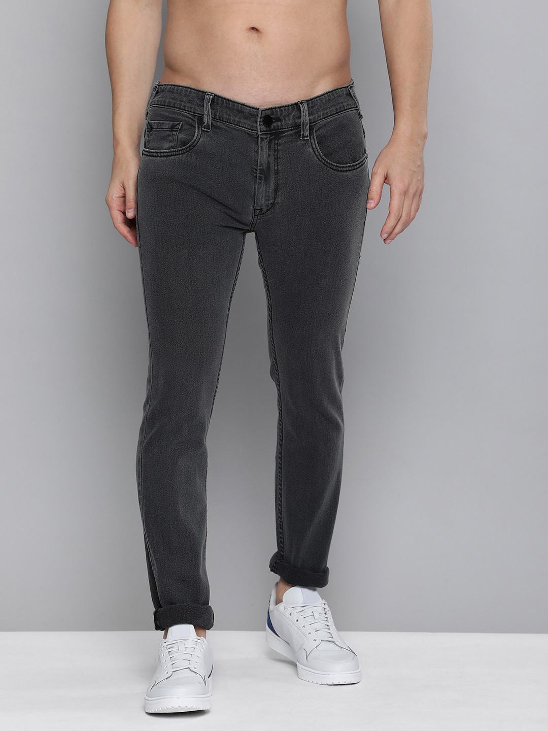 

HERE&NOW Men Grey Skinny Fit Mid Rise Stretchable Jeans