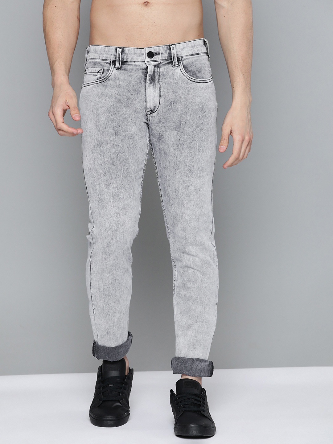 

HERE&NOW Men Grey Slim Fit Light Fade Stretchable Jeans