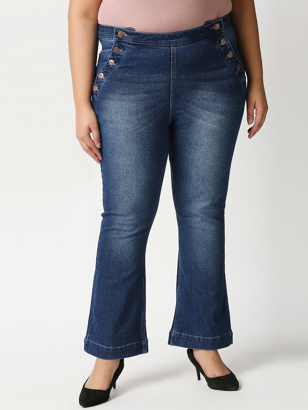 

Freeform by High Star Women Plus Size Blue High-Rise Heavy Fade Jeans