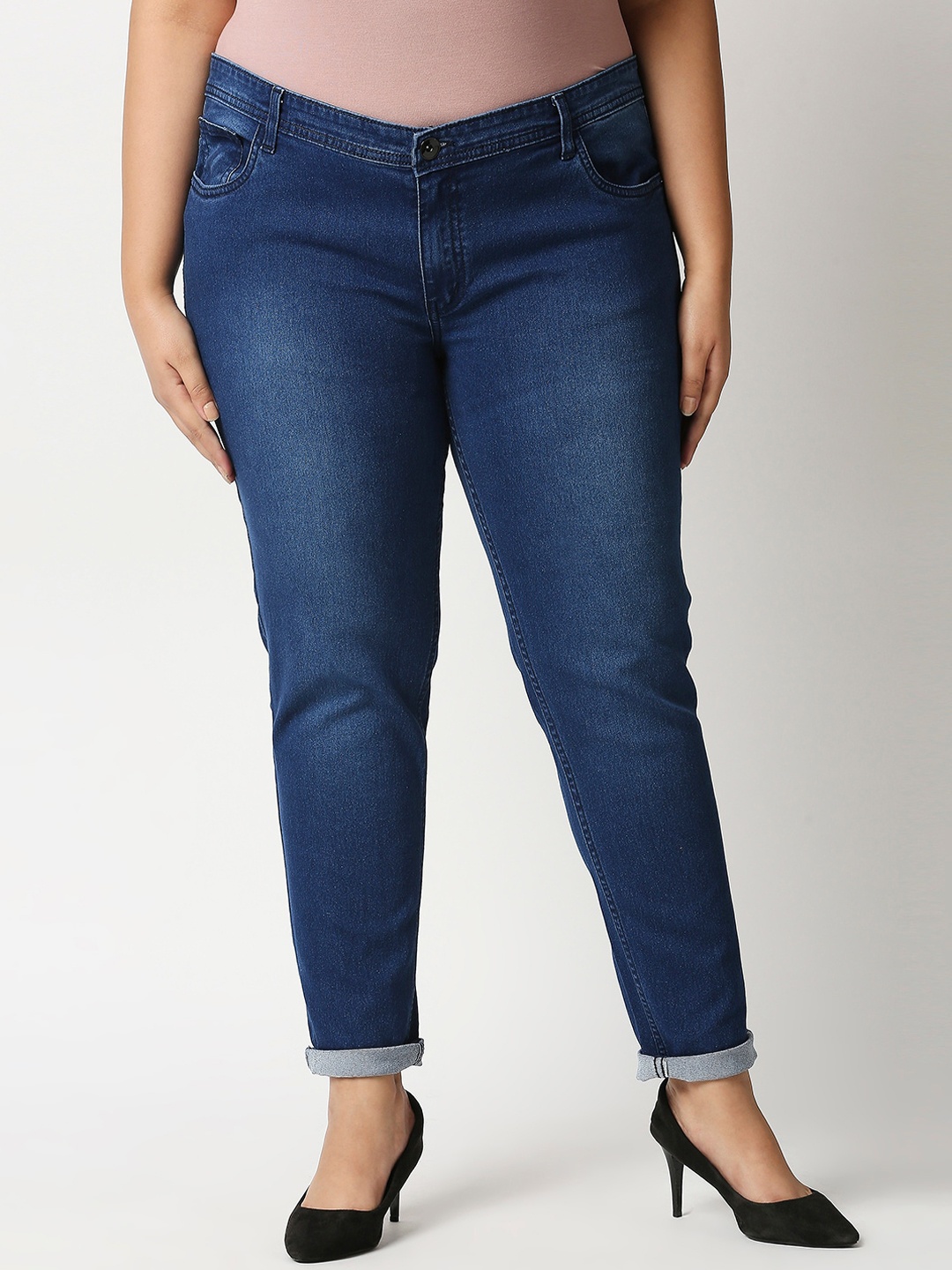 

Freeform by High Star Women Plus Size Blue Slim Fit Light Fade Jeans