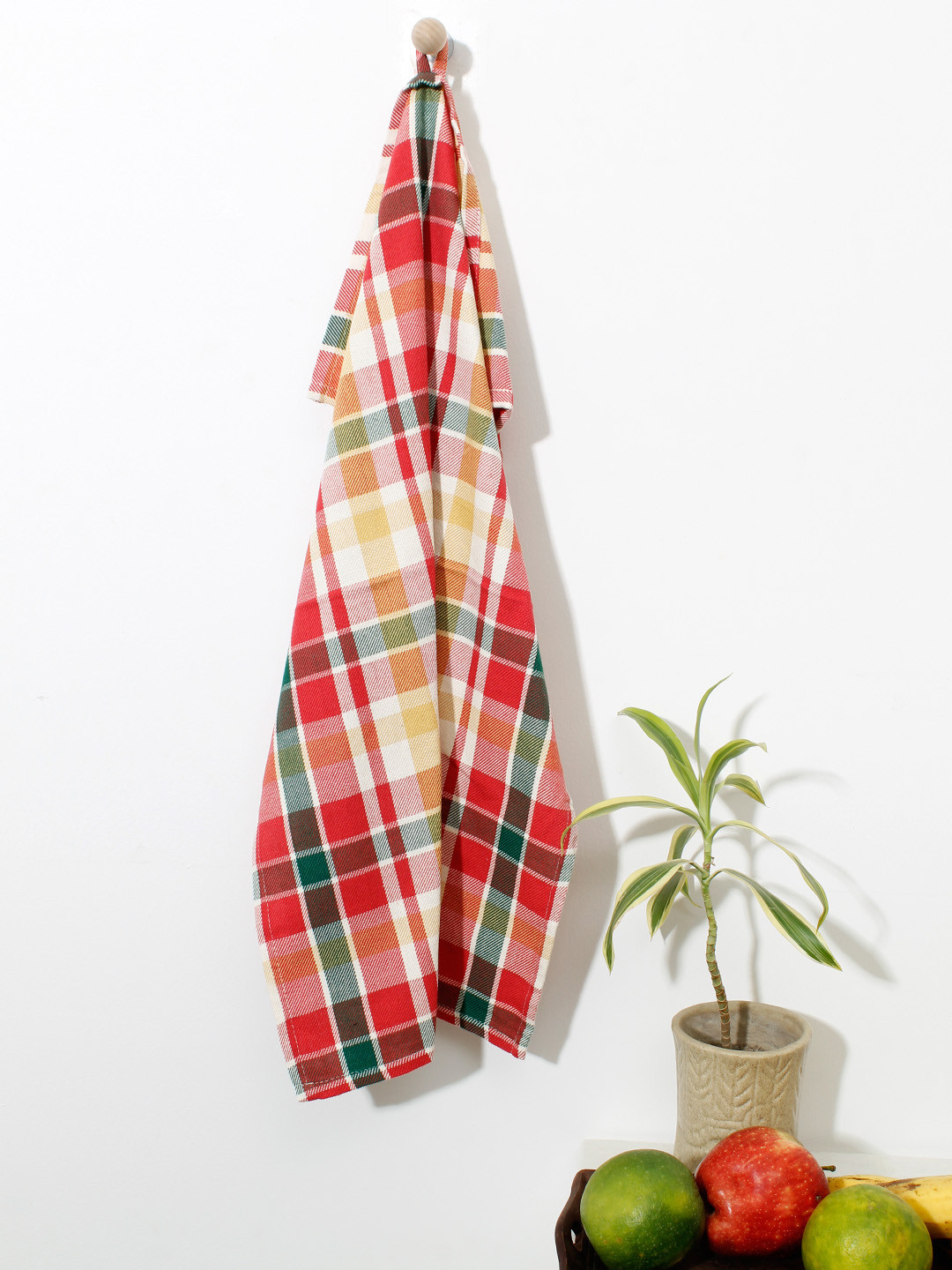 

AVI Living Set of 4 Printed Cotton Kitchen Towel Set, Red